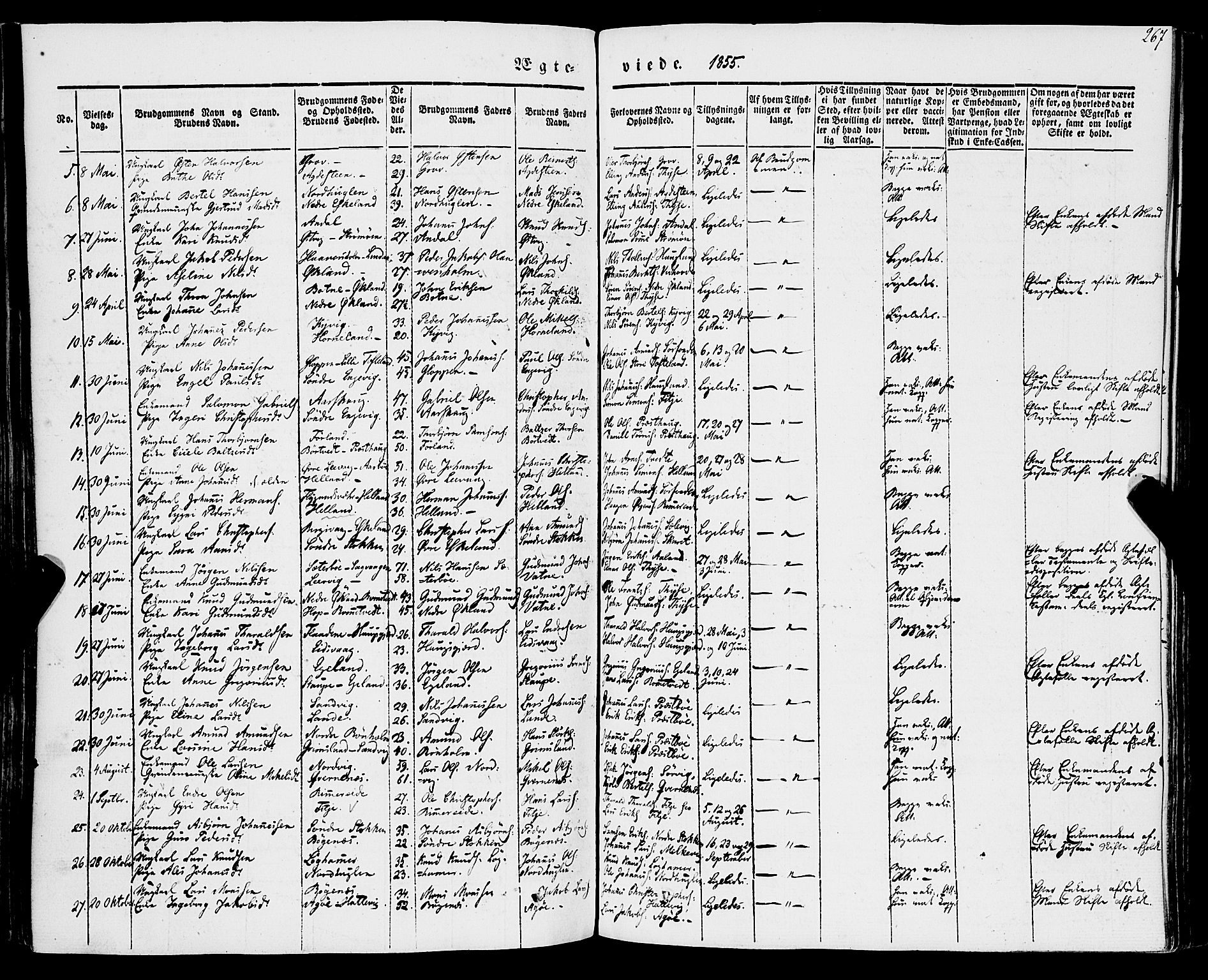 Stord sokneprestembete, SAB/A-78201/H/Haa: Parish register (official) no. A 7, 1841-1861, p. 267
