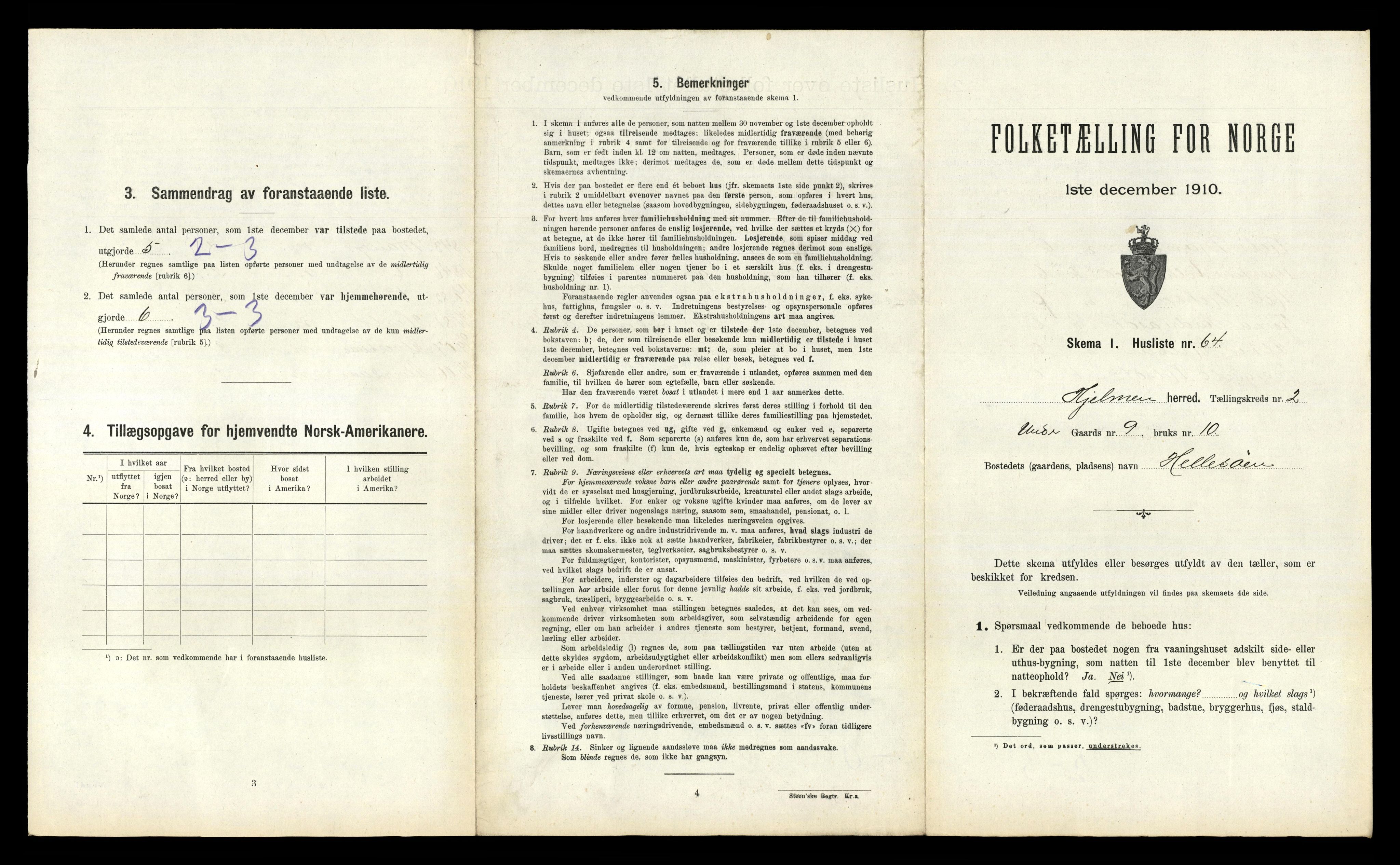 RA, 1910 census for Hjelme, 1910, p. 262