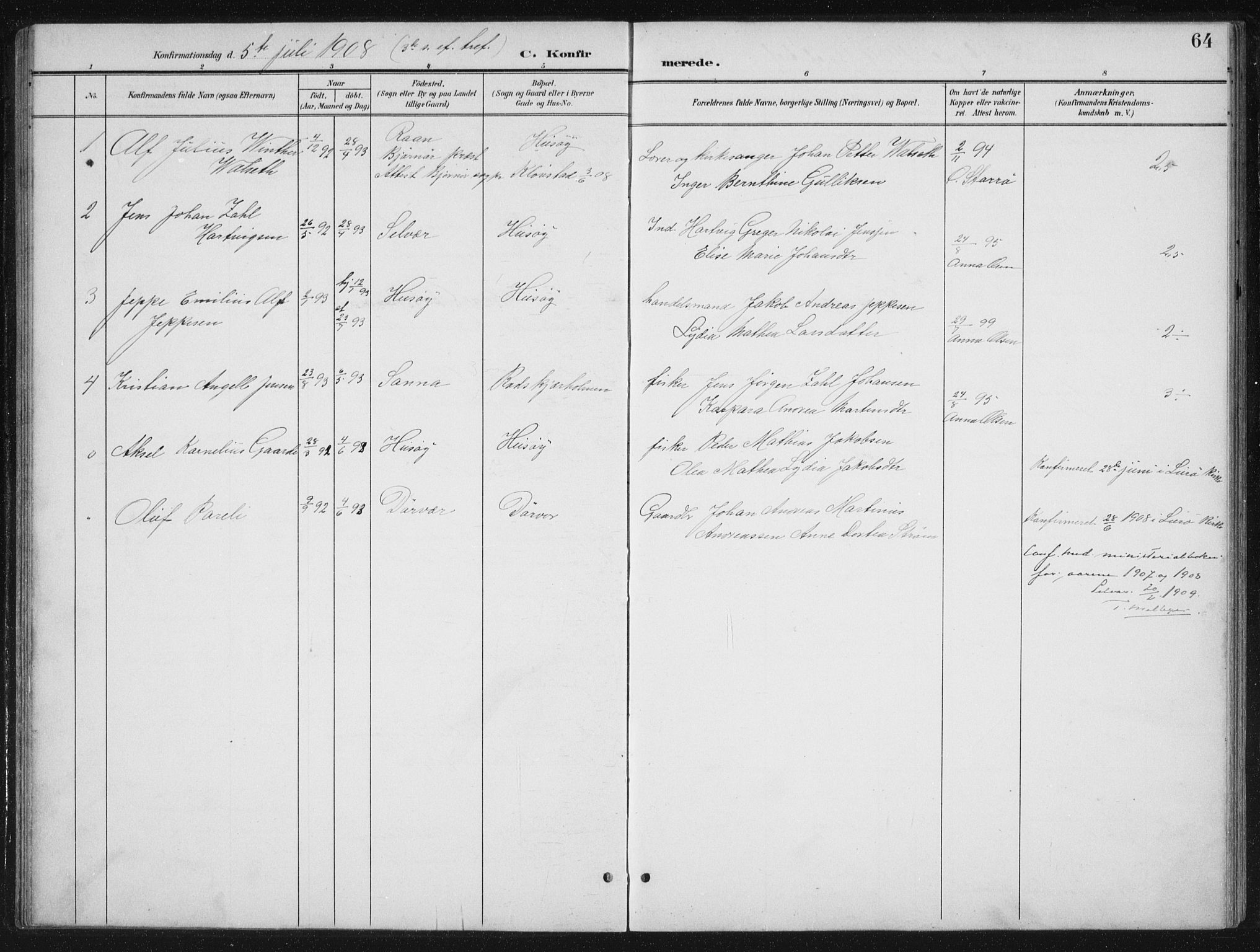 Ministerialprotokoller, klokkerbøker og fødselsregistre - Nordland, SAT/A-1459/840/L0583: Parish register (copy) no. 840C03, 1901-1933, p. 64