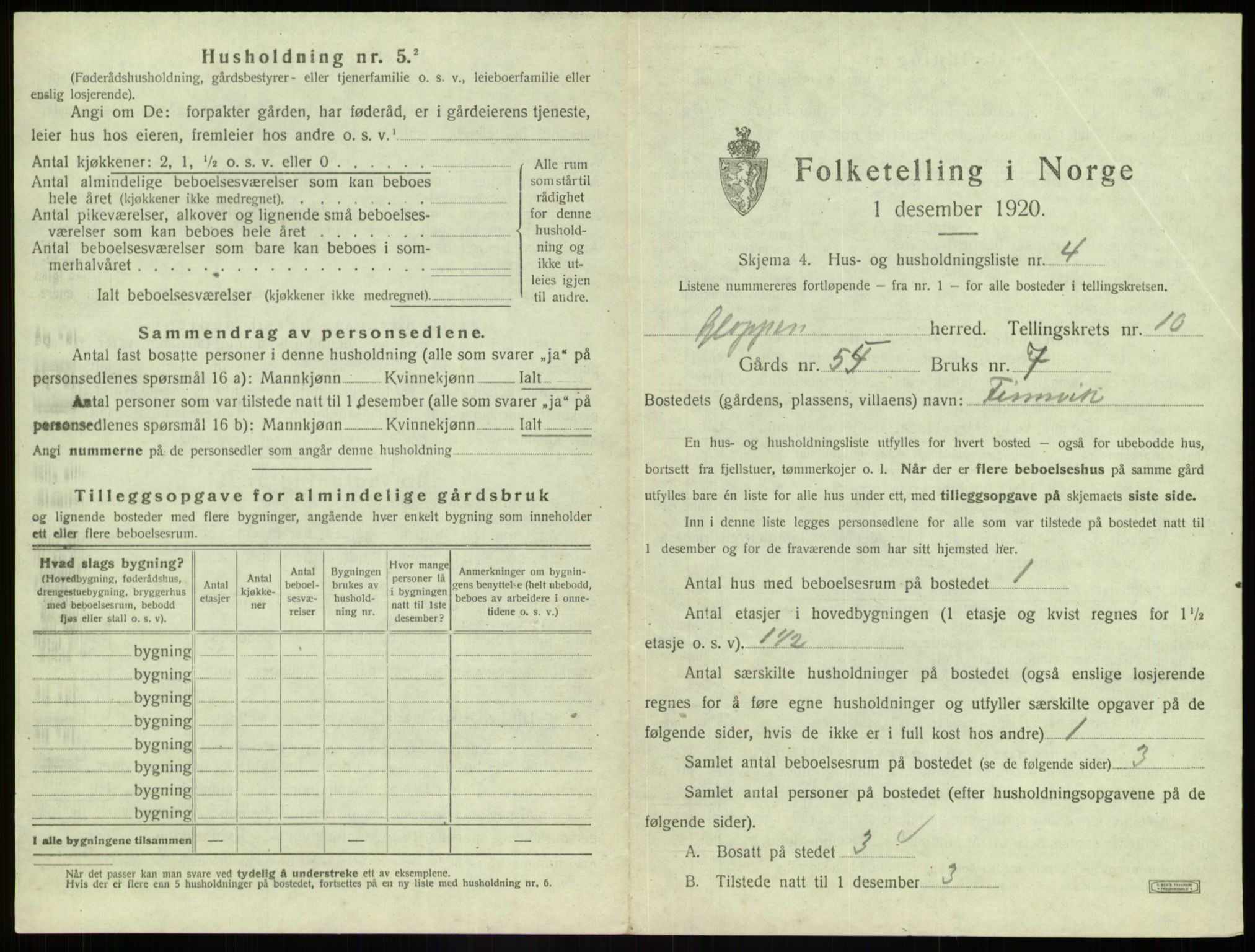 SAB, 1920 census for Gloppen, 1920, p. 660