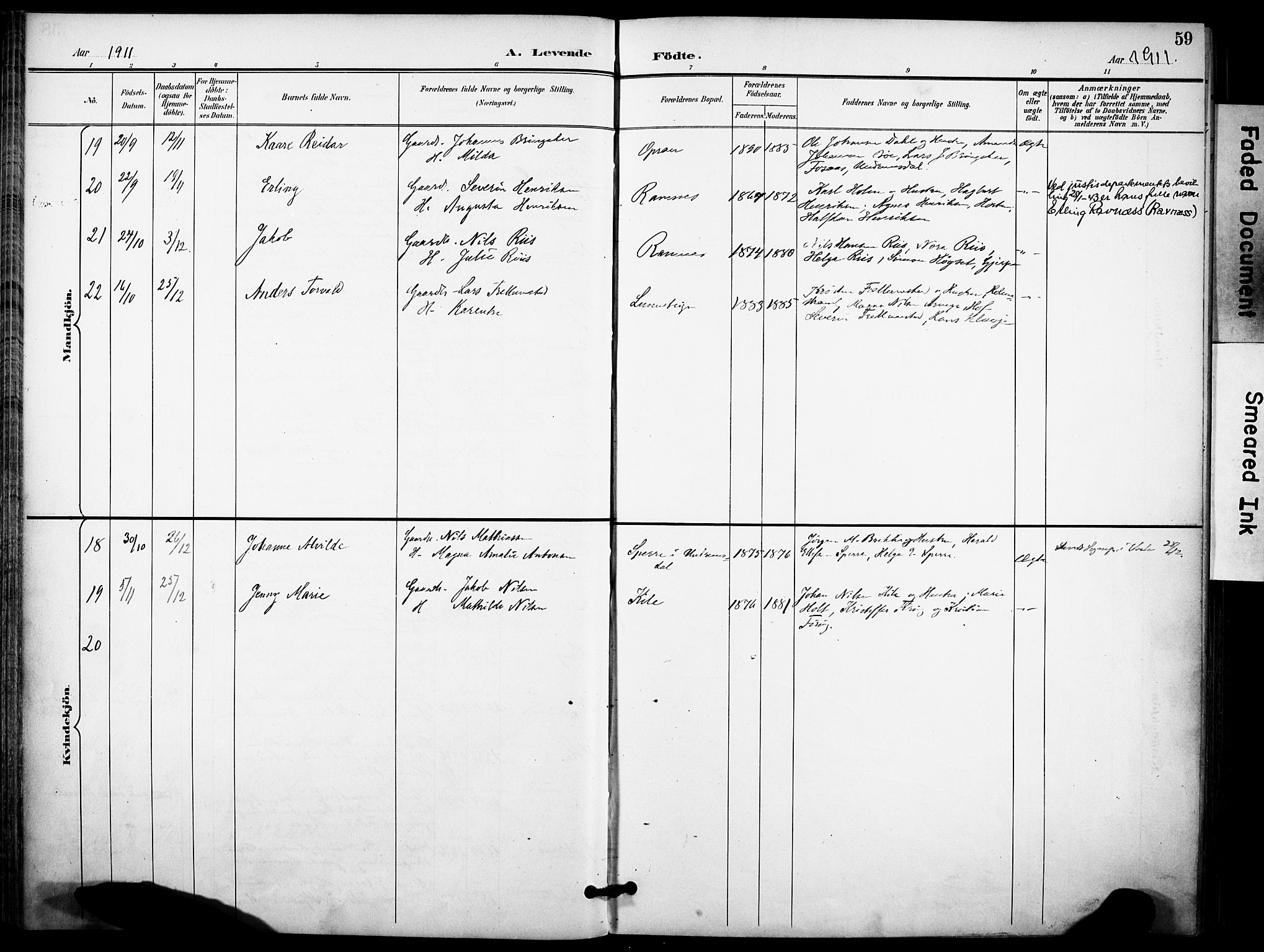 Ramnes kirkebøker, AV/SAKO-A-314/F/Fa/L0008: Parish register (official) no. I 8, 1896-1913, p. 59