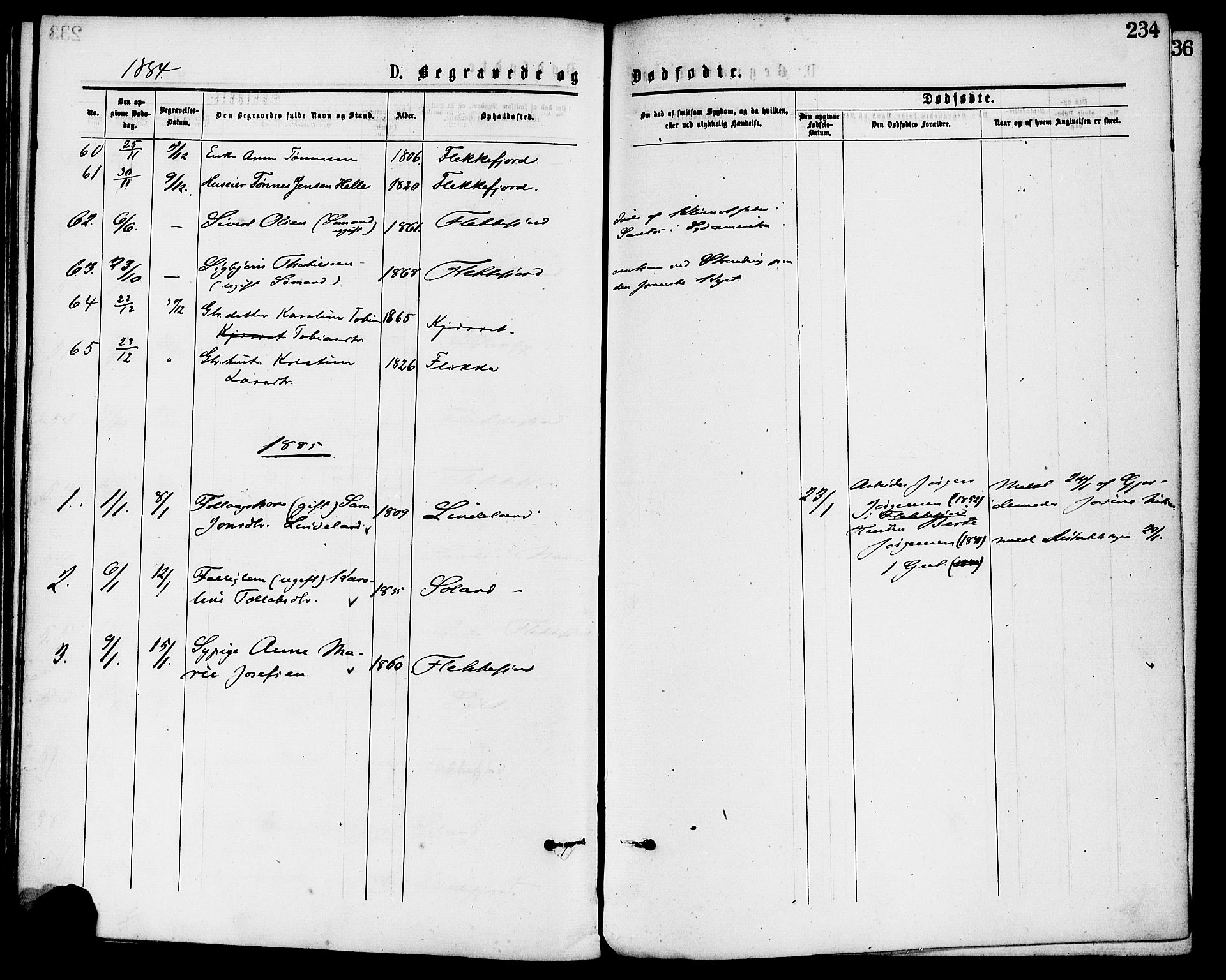 Flekkefjord sokneprestkontor, SAK/1111-0012/F/Fa/Fac/L0007: Parish register (official) no. A 7, 1875-1885, p. 234