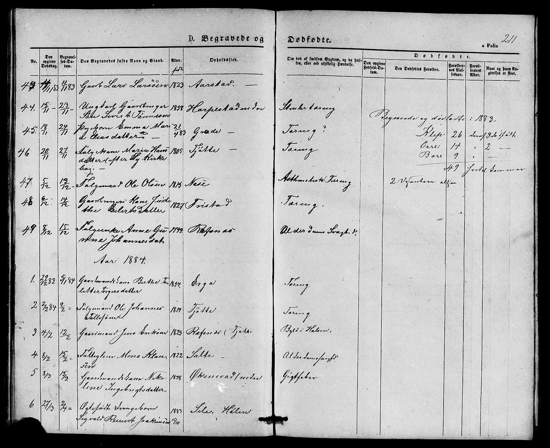 Klepp sokneprestkontor, SAST/A-101803/001/3/30BB/L0003: Parish register (copy) no. B 3, 1876-1888, p. 211