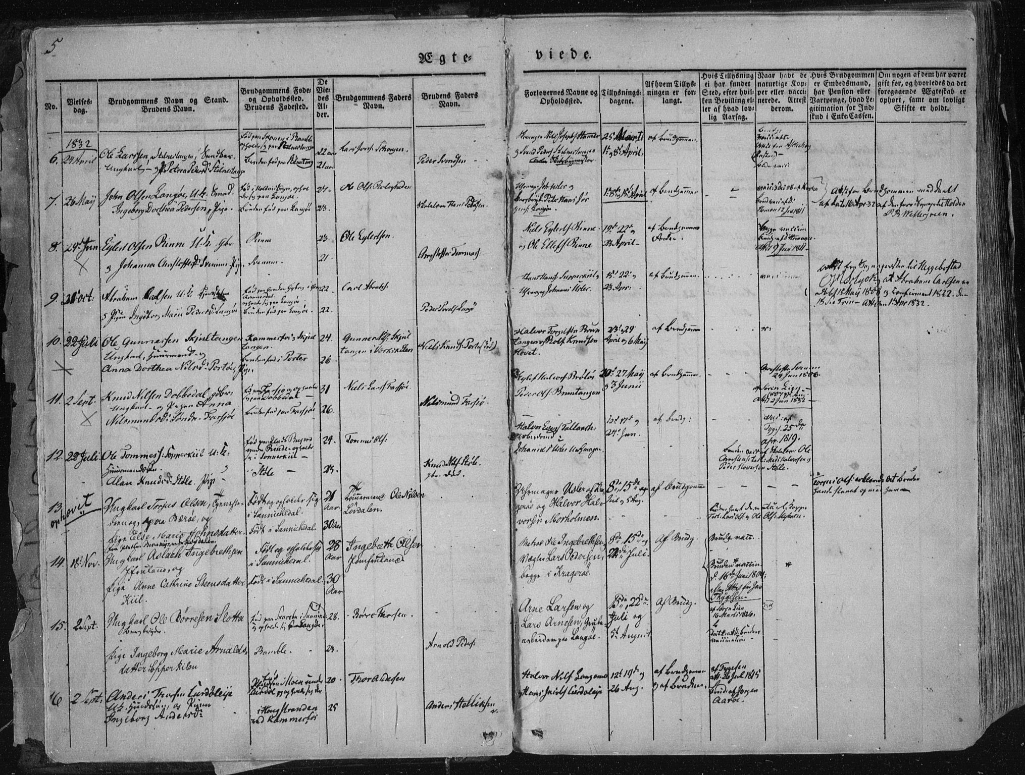 Sannidal kirkebøker, AV/SAKO-A-296/F/Fa/L0007: Parish register (official) no. 7, 1831-1854, p. 5