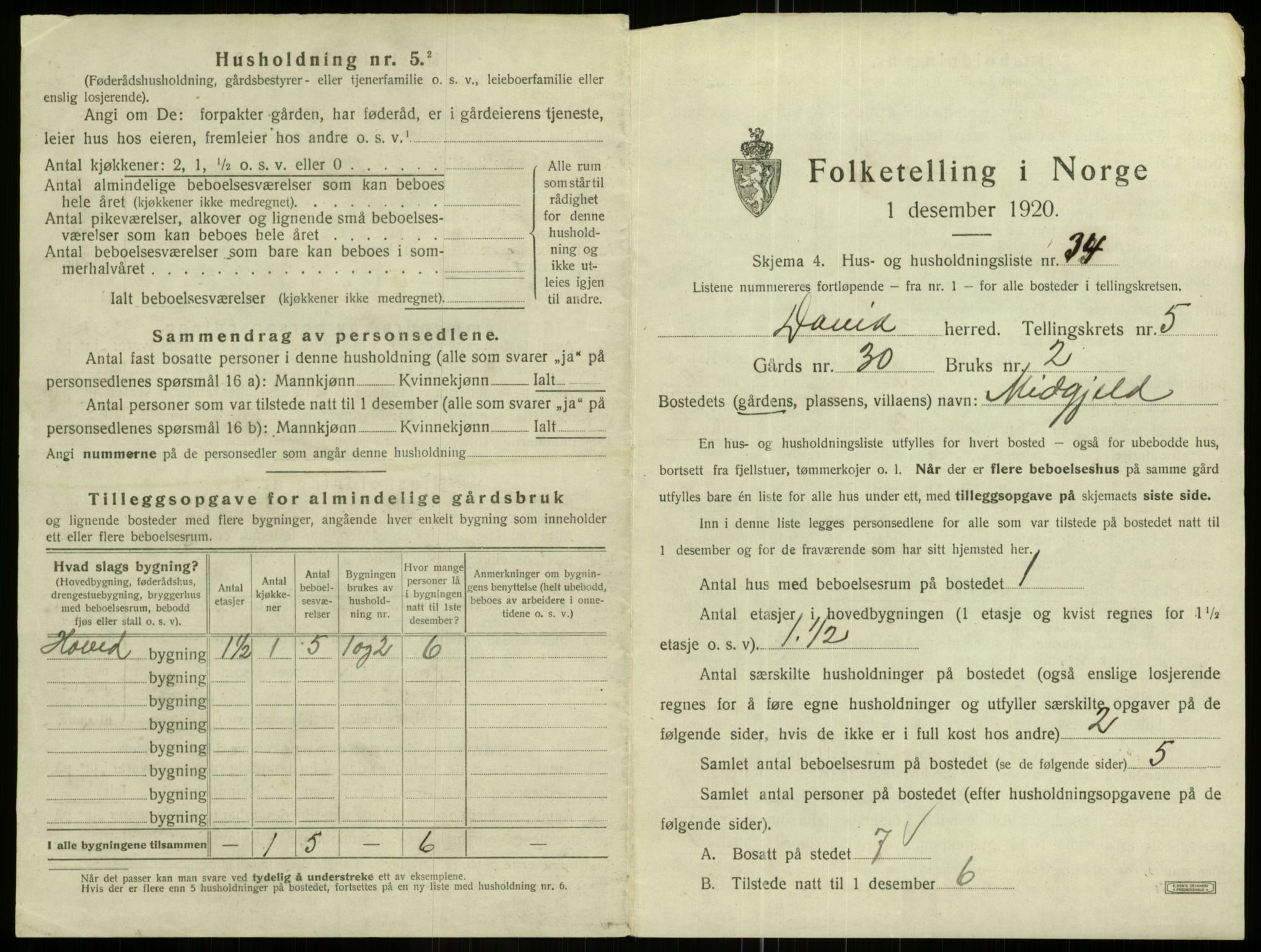 SAB, 1920 census for Davik, 1920, p. 406