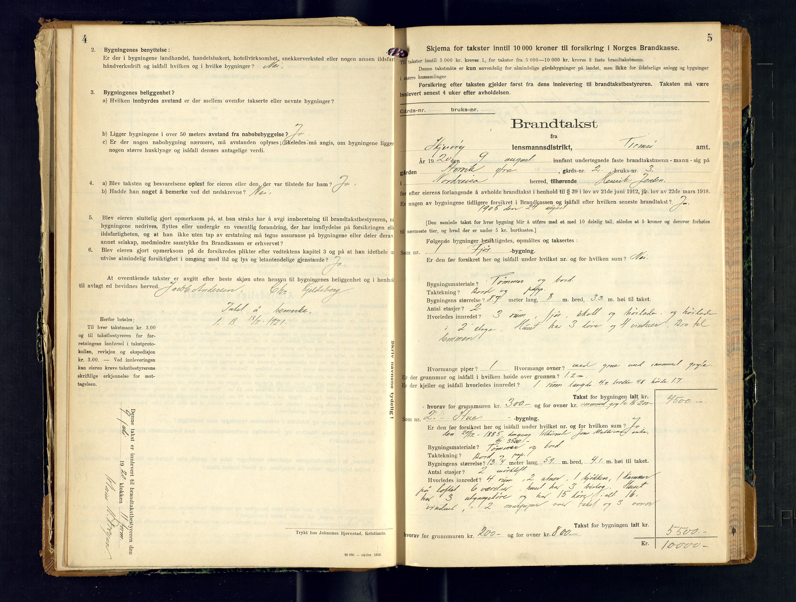 Skjervøy lensmannskontor, AV/SATØ-SATØ-63/F/Fu/Fub/L0255: Branntakstprotokoll (S), 1920-1922, p. 4-5