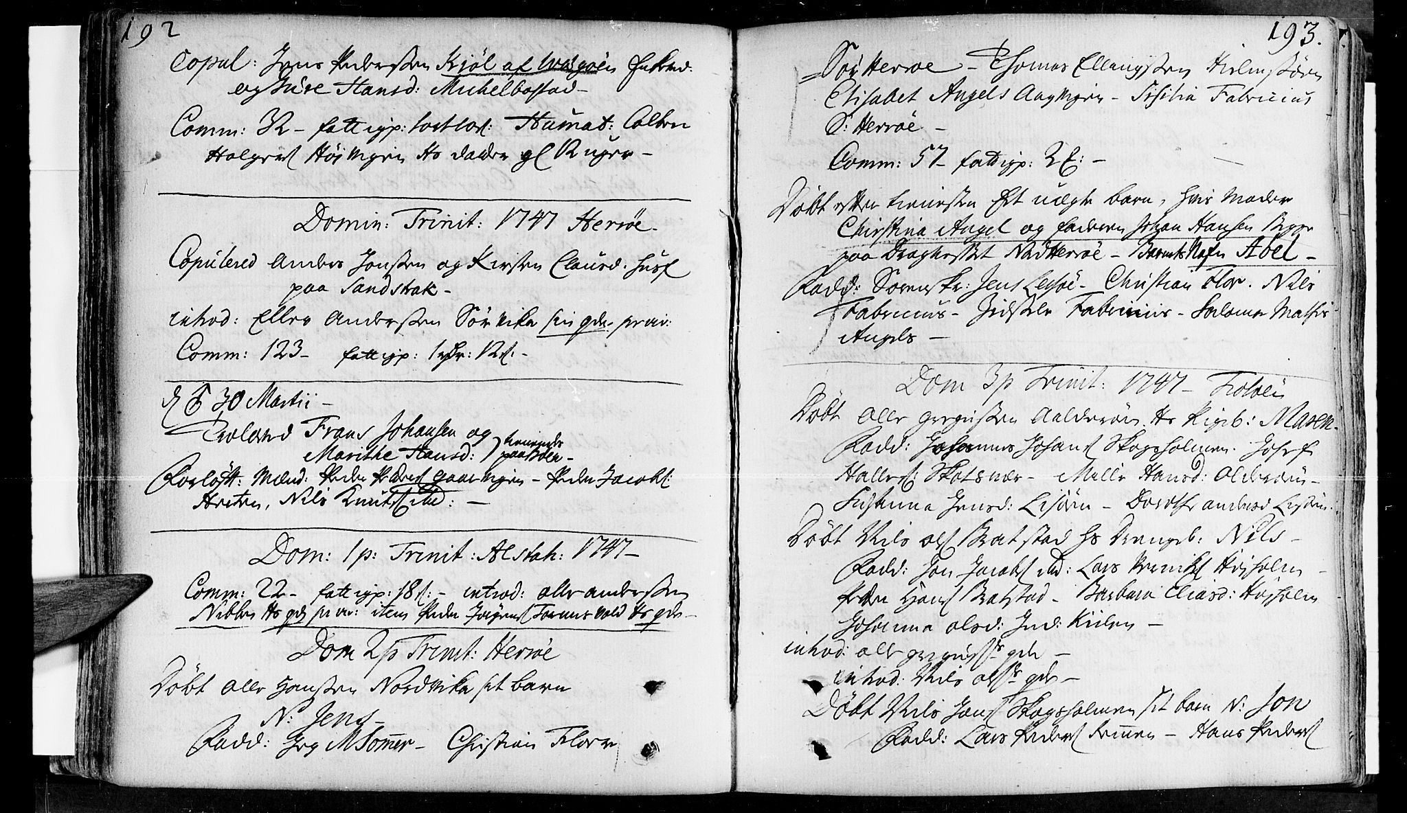 Ministerialprotokoller, klokkerbøker og fødselsregistre - Nordland, SAT/A-1459/830/L0435: Parish register (official) no. 830A04, 1737-1768, p. 192-193