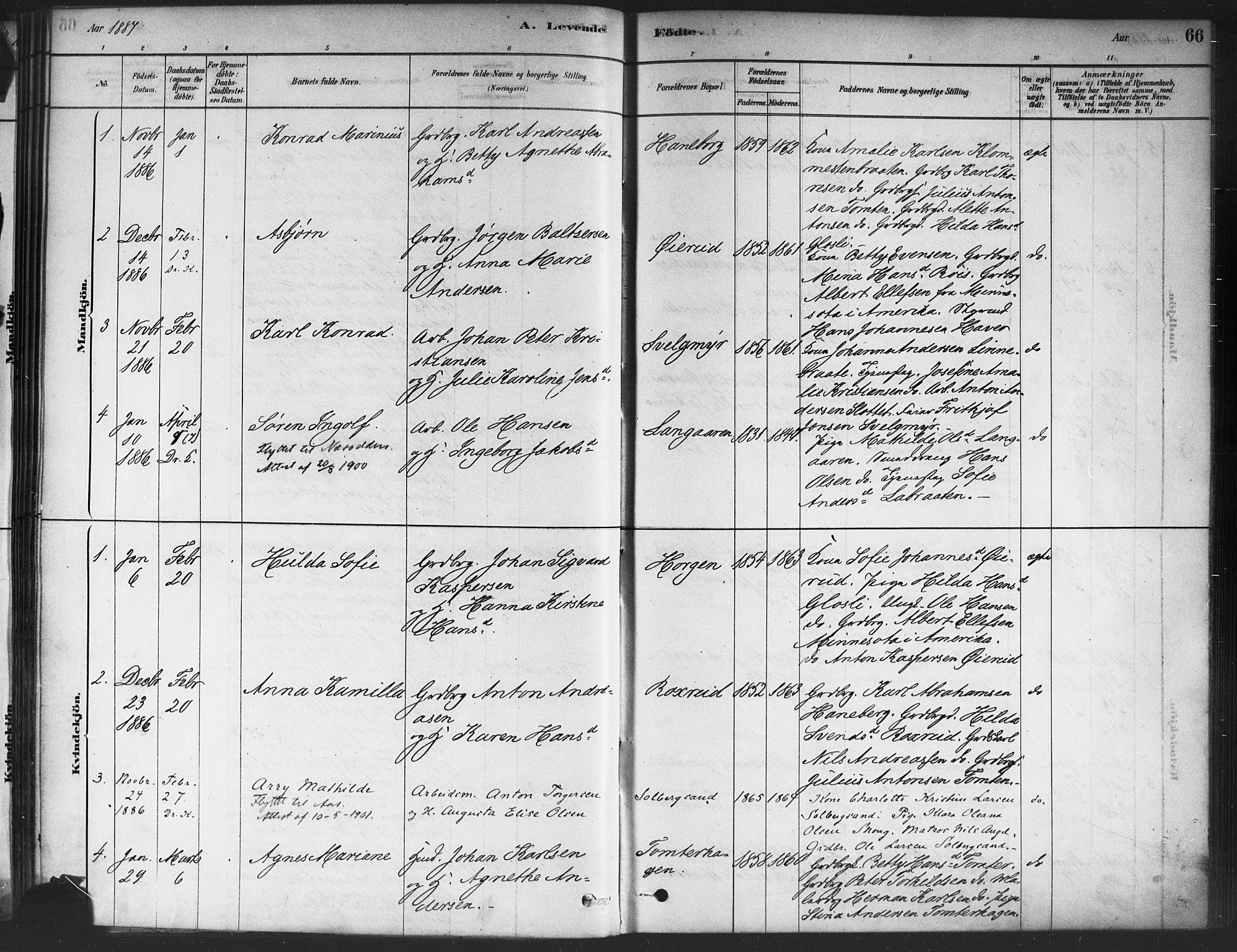 Drøbak prestekontor Kirkebøker, AV/SAO-A-10142a/F/Fc/L0002: Parish register (official) no. III 2, 1878-1891, p. 66