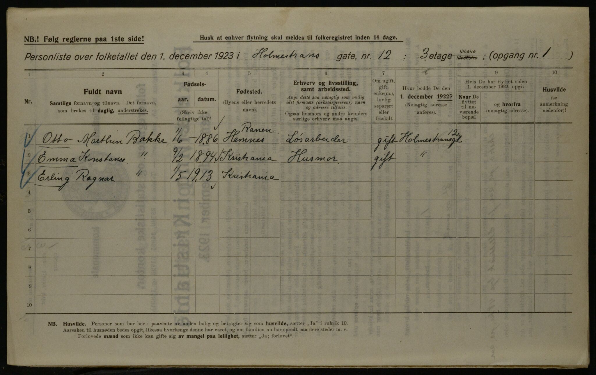 OBA, Municipal Census 1923 for Kristiania, 1923, p. 45711