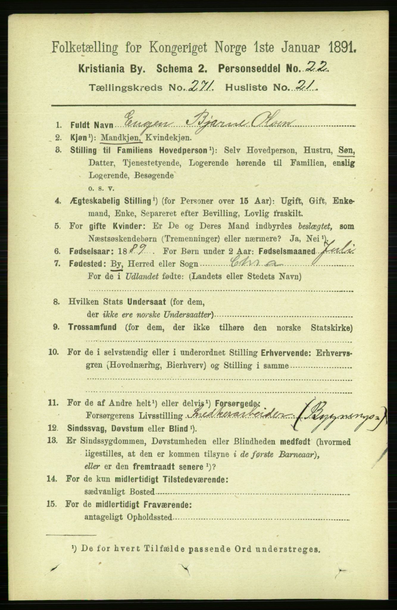 RA, 1891 census for 0301 Kristiania, 1891, p. 165002