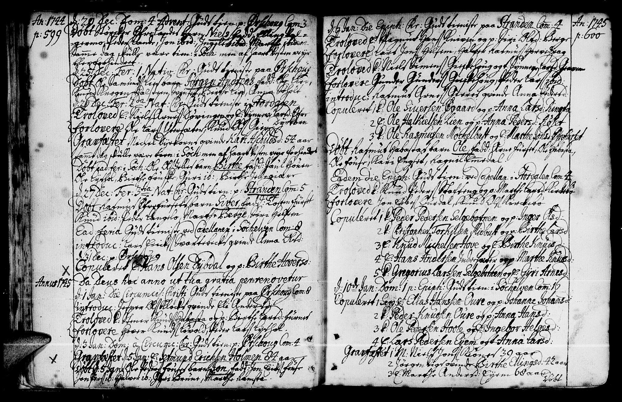 Ministerialprotokoller, klokkerbøker og fødselsregistre - Møre og Romsdal, SAT/A-1454/522/L0307: Parish register (official) no. 522A02, 1743-1773, p. 599-600