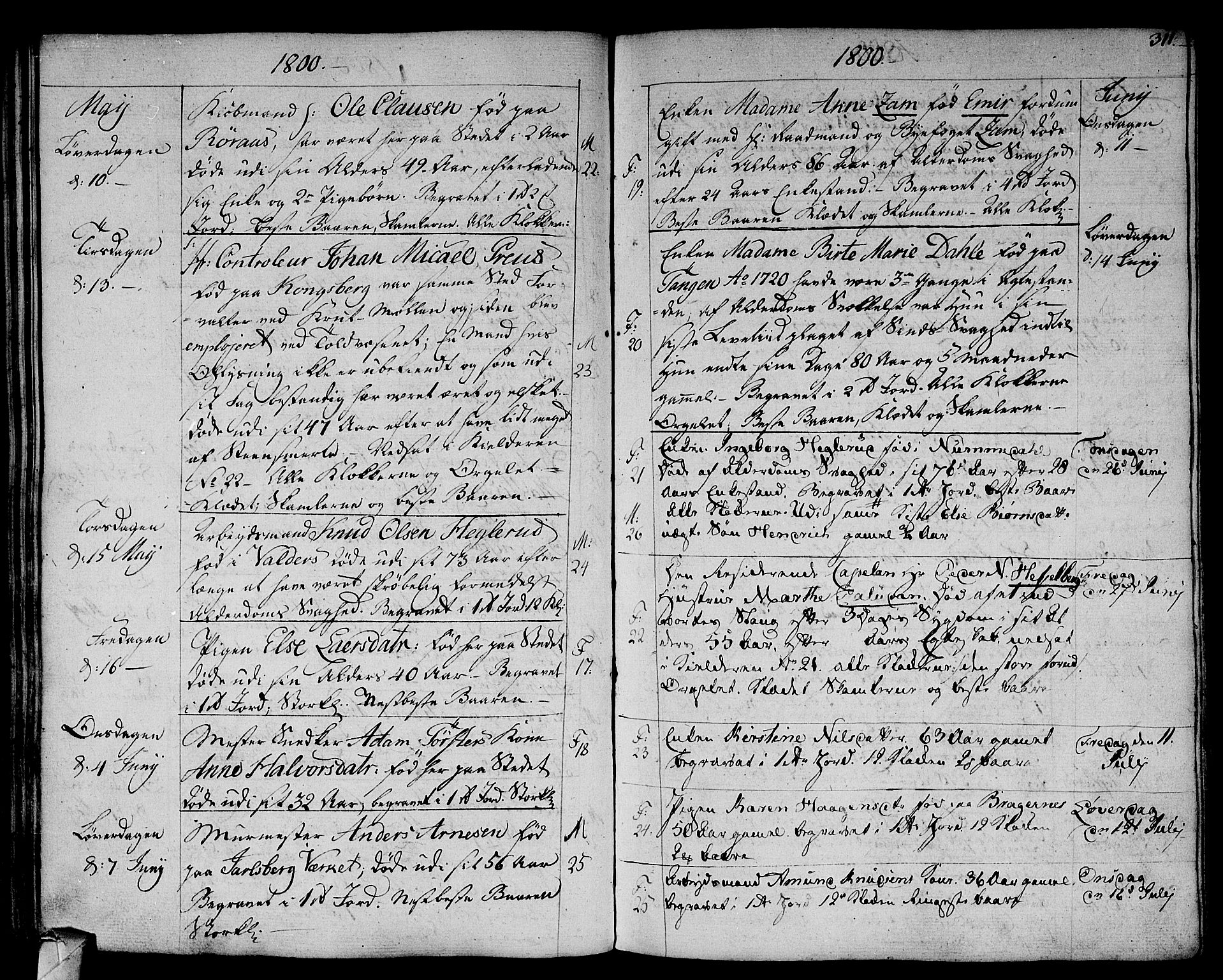 Strømsø kirkebøker, AV/SAKO-A-246/F/Fa/L0010: Parish register (official) no. I 10, 1792-1822, p. 311