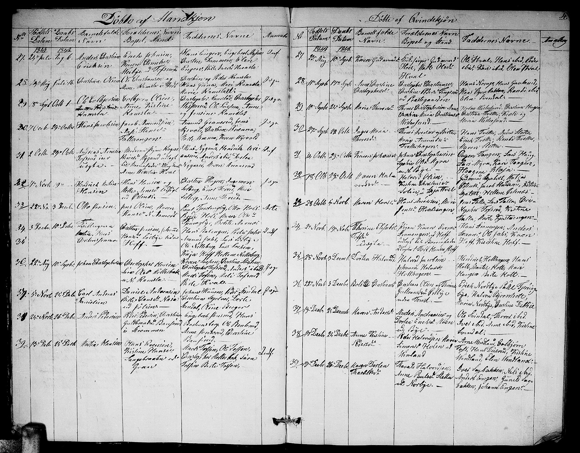 Fet prestekontor Kirkebøker, AV/SAO-A-10370a/G/Ga/L0002: Parish register (copy) no. I 2, 1843-1859, p. 4