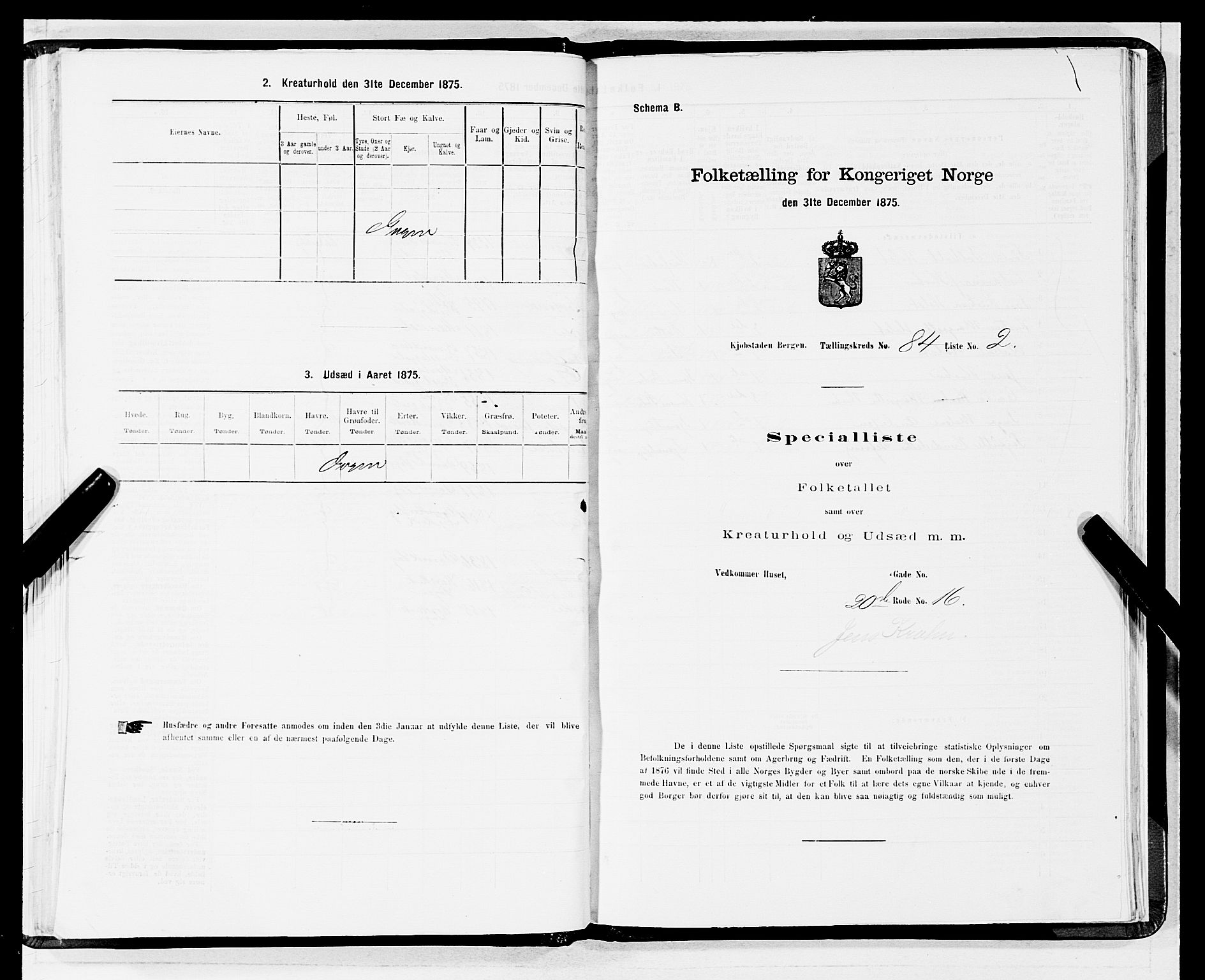 SAB, 1875 census for 1301 Bergen, 1875, p. 4505