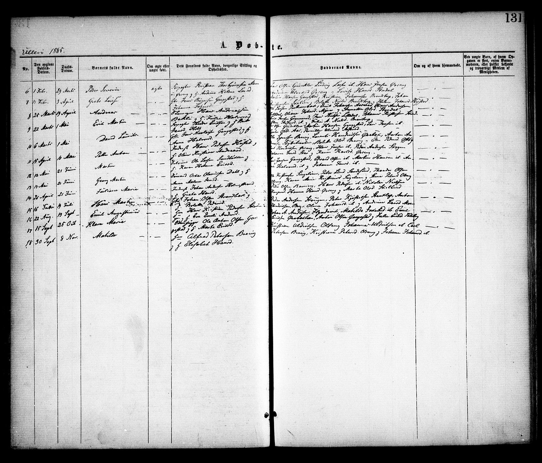 Skjeberg prestekontor Kirkebøker, SAO/A-10923/F/Fa/L0008: Parish register (official) no. I 8, 1869-1885, p. 131