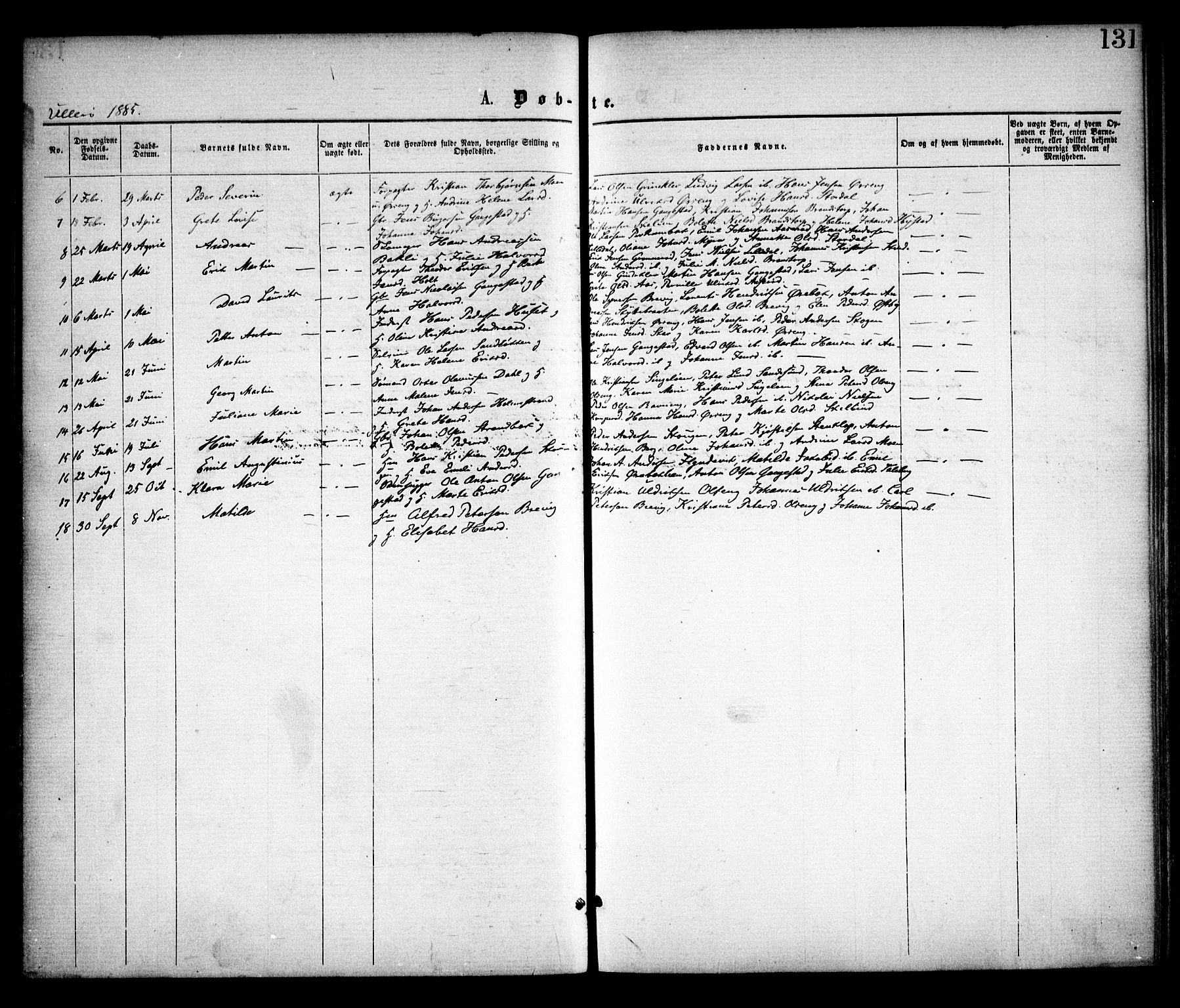 Skjeberg prestekontor Kirkebøker, AV/SAO-A-10923/F/Fa/L0008: Parish register (official) no. I 8, 1869-1885, p. 131