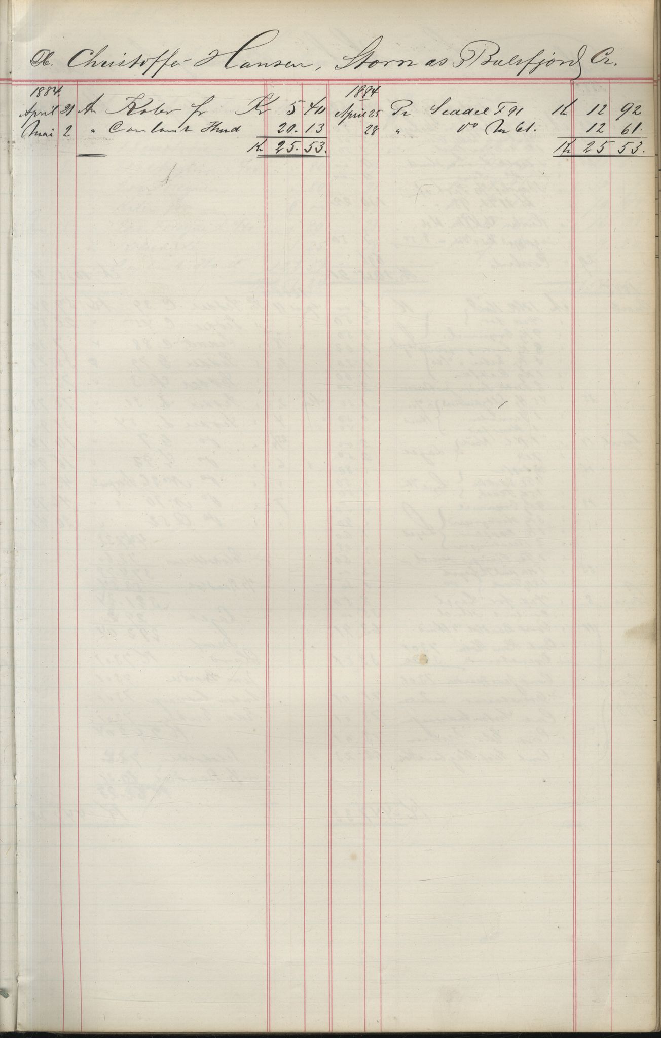 Brodtkorb handel A/S, VAMU/A-0001/F/Fa/L0004/0001: Kompanibøker. Utensogns / Compagnibog for Udensogns Fiskere No 15. Fra A - H, 1882-1895, p. 113