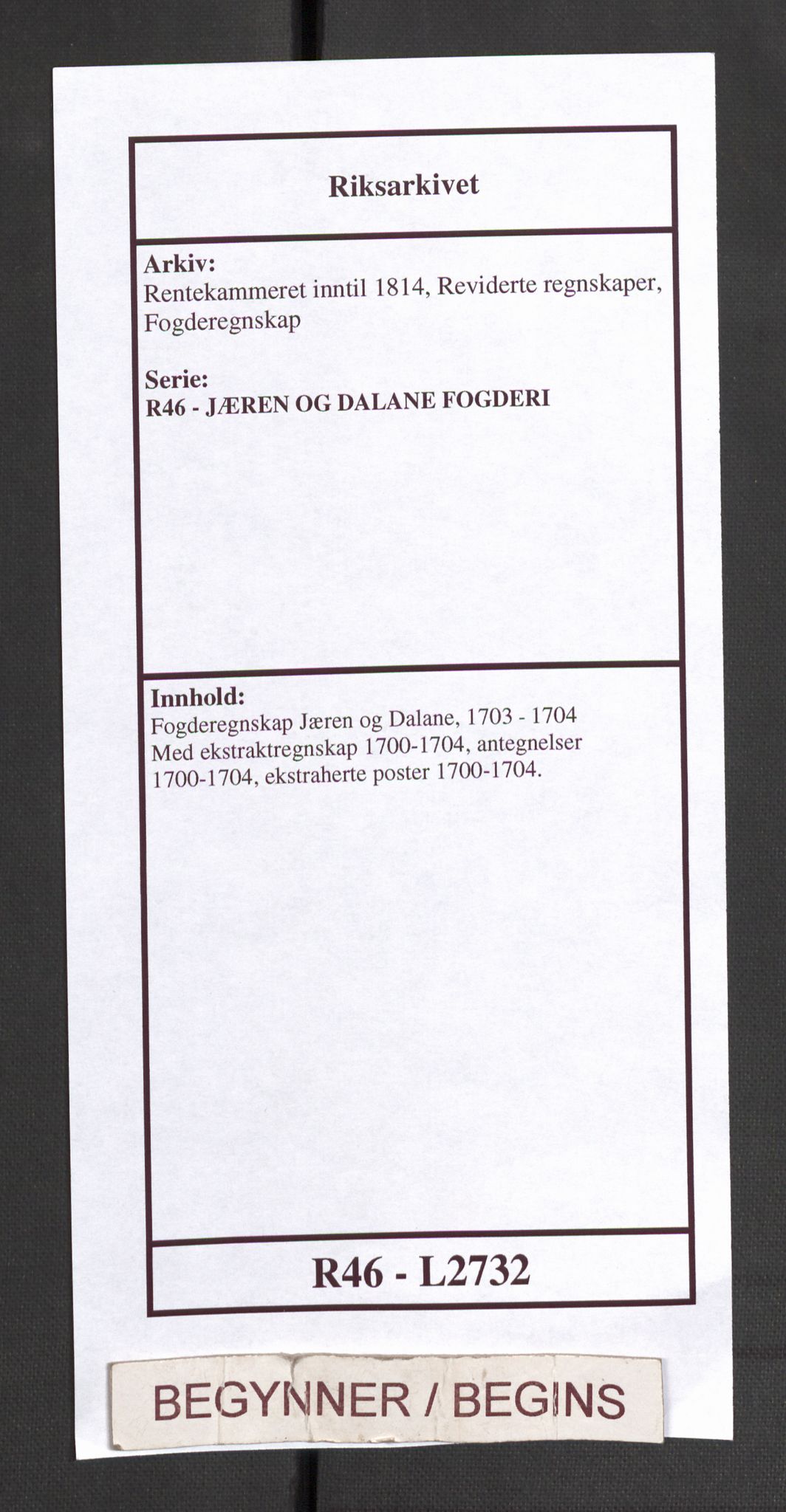 Rentekammeret inntil 1814, Reviderte regnskaper, Fogderegnskap, RA/EA-4092/R46/L2732: Fogderegnskap Jæren og Dalane, 1703-1704, p. 1