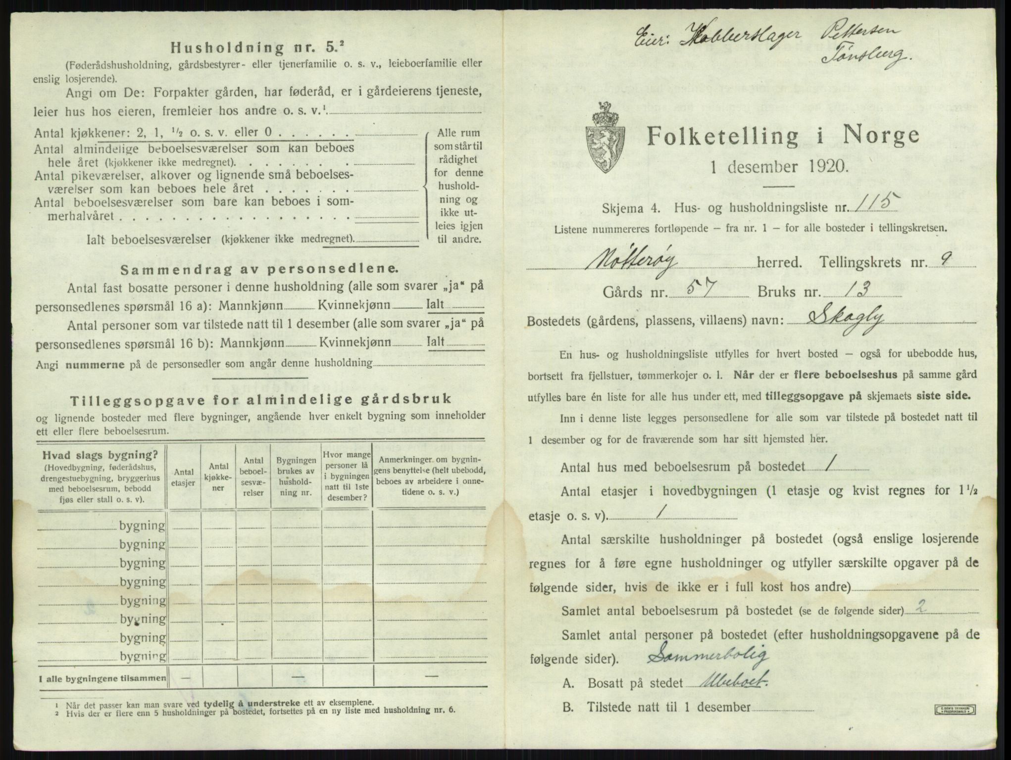 SAKO, 1920 census for Nøtterøy, 1920, p. 1966