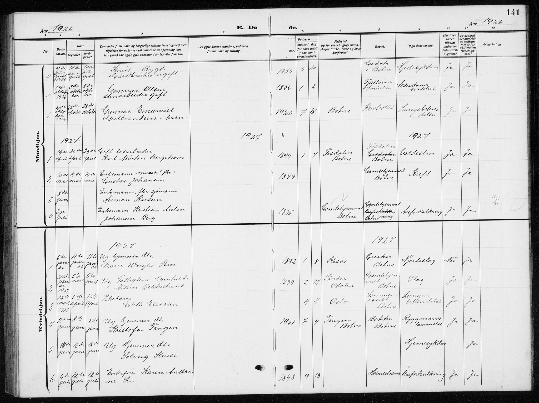 Botne kirkebøker, AV/SAKO-A-340/G/Ga/L0005: Parish register (copy) no. I 5, 1916-1934, p. 141