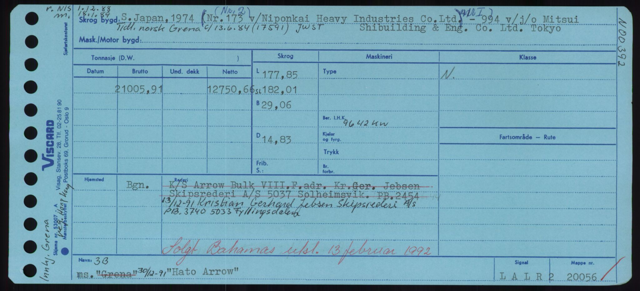 Sjøfartsdirektoratet med forløpere, Skipsmålingen, RA/S-1627/H/Hd/L0014: Fartøy, H-Havl, p. 379