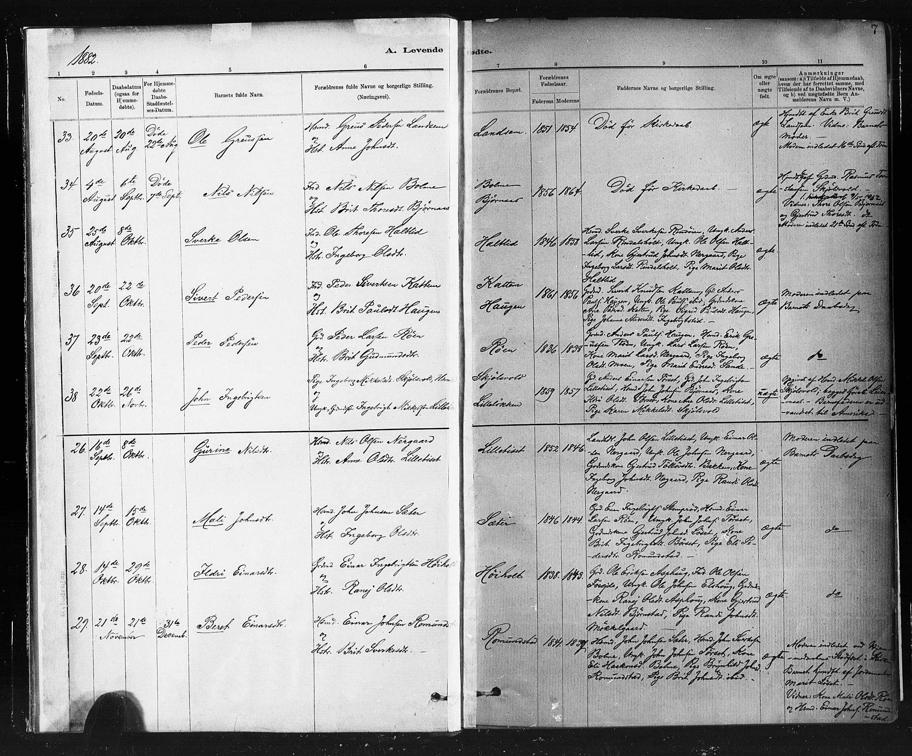 Ministerialprotokoller, klokkerbøker og fødselsregistre - Møre og Romsdal, AV/SAT-A-1454/598/L1069: Parish register (official) no. 598A03, 1882-1895, p. 7