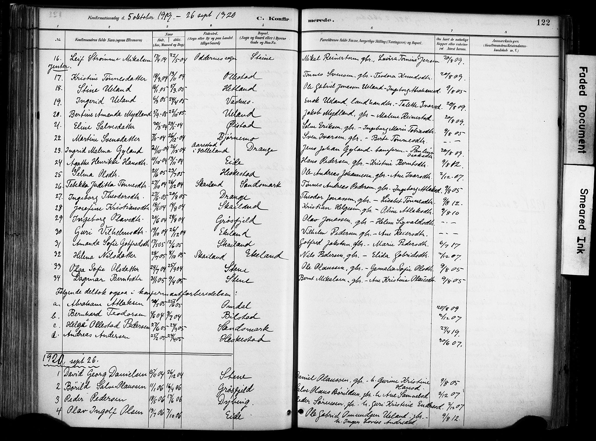 Lund sokneprestkontor, AV/SAST-A-101809/S06/L0012: Parish register (official) no. A 11, 1887-1921, p. 122