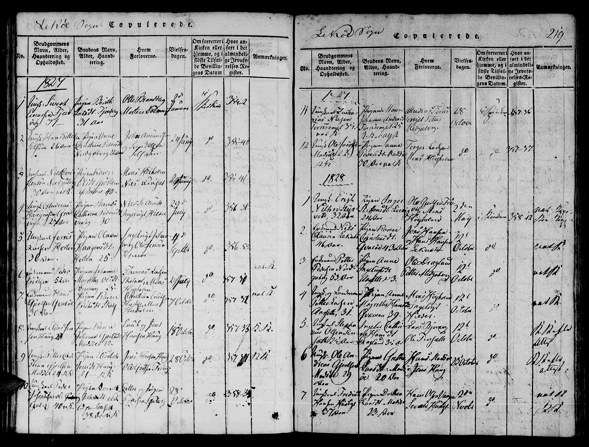 Ministerialprotokoller, klokkerbøker og fødselsregistre - Nord-Trøndelag, SAT/A-1458/780/L0636: Parish register (official) no. 780A03 /2, 1815-1829, p. 219