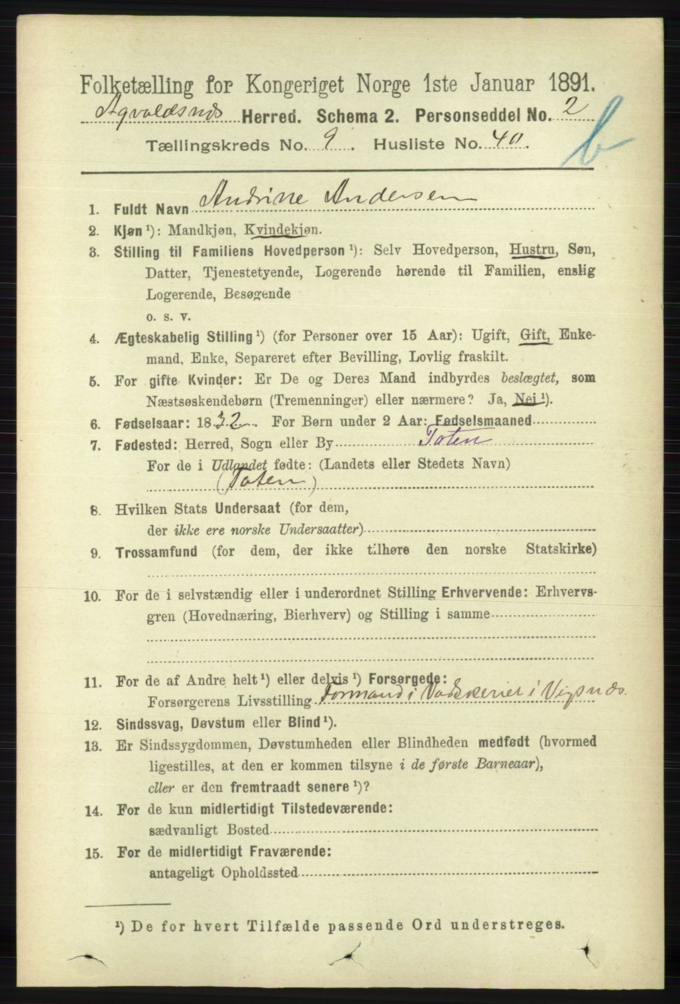 RA, 1891 census for 1147 Avaldsnes, 1891, p. 5504