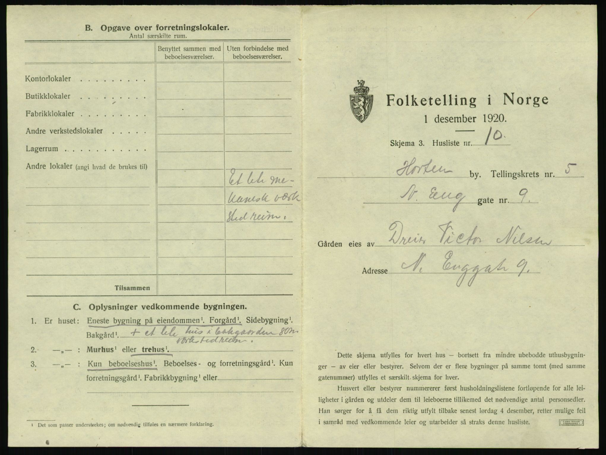 SAKO, 1920 census for Horten, 1920, p. 1557