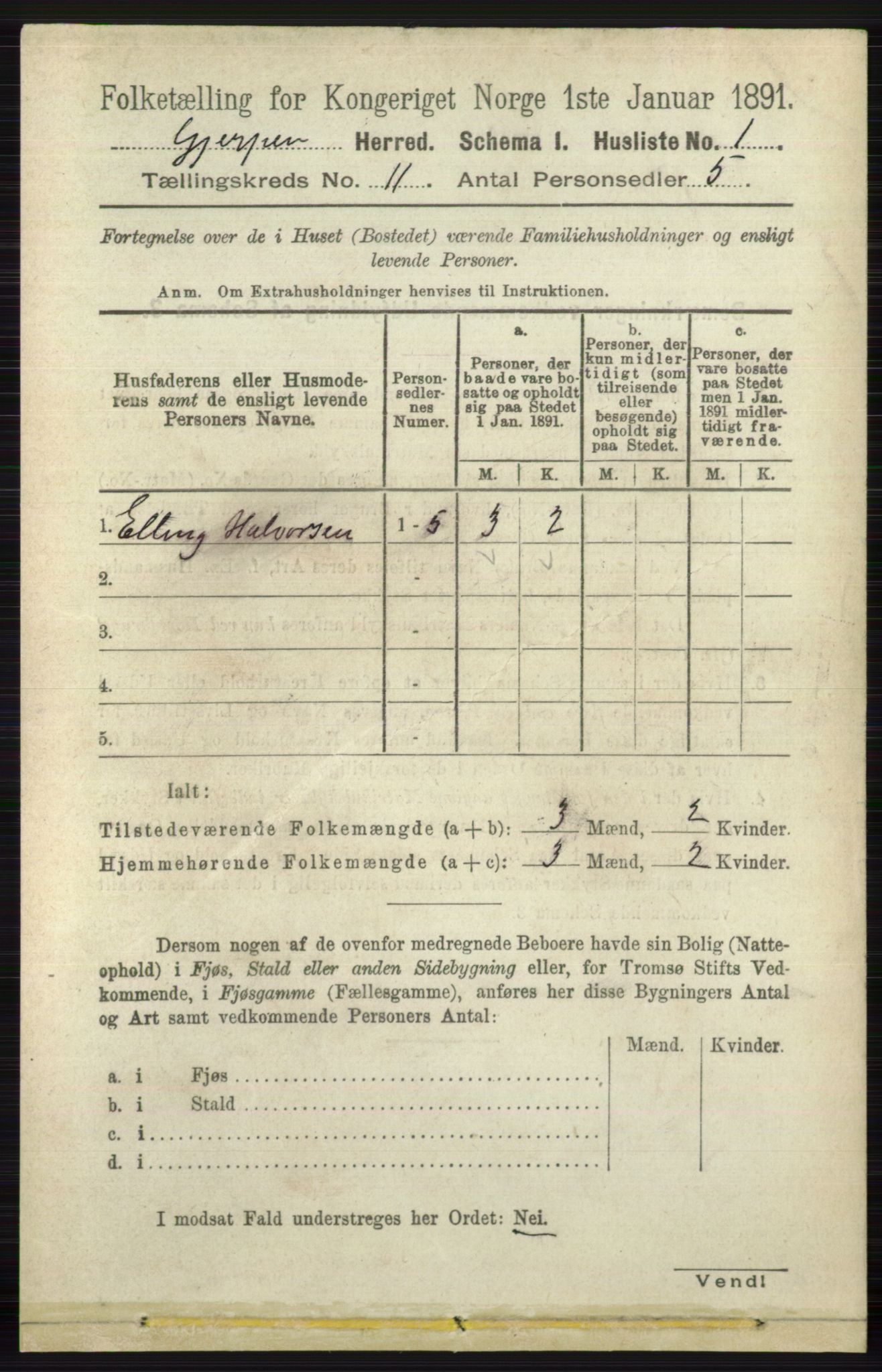 RA, 1891 census for 0812 Gjerpen, 1891, p. 6500