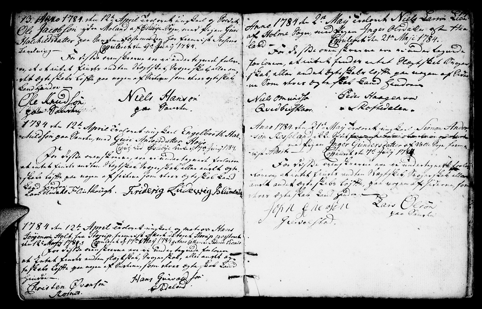 Mandal sokneprestkontor, AV/SAK-1111-0030/F/Fa/Faa/L0007: Parish register (official) no. A 7, 1783-1818, p. 13-14