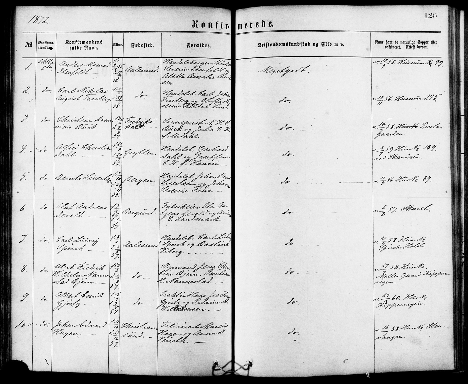 Ministerialprotokoller, klokkerbøker og fødselsregistre - Møre og Romsdal, AV/SAT-A-1454/529/L0453: Parish register (official) no. 529A03, 1872-1877, p. 126