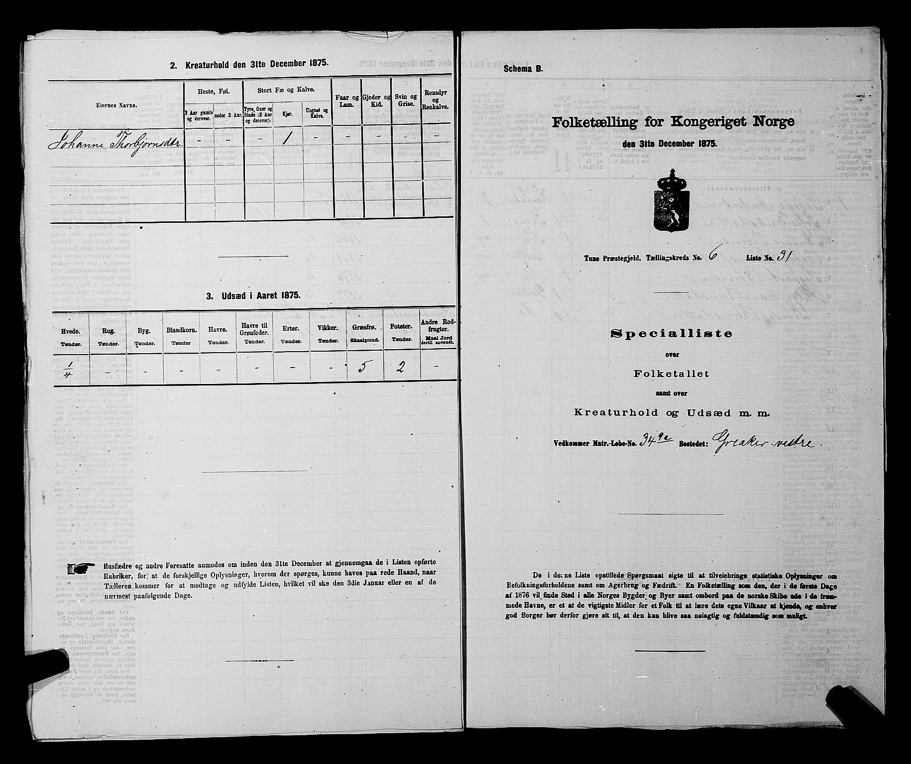 RA, 1875 census for 0130P Tune, 1875, p. 1084