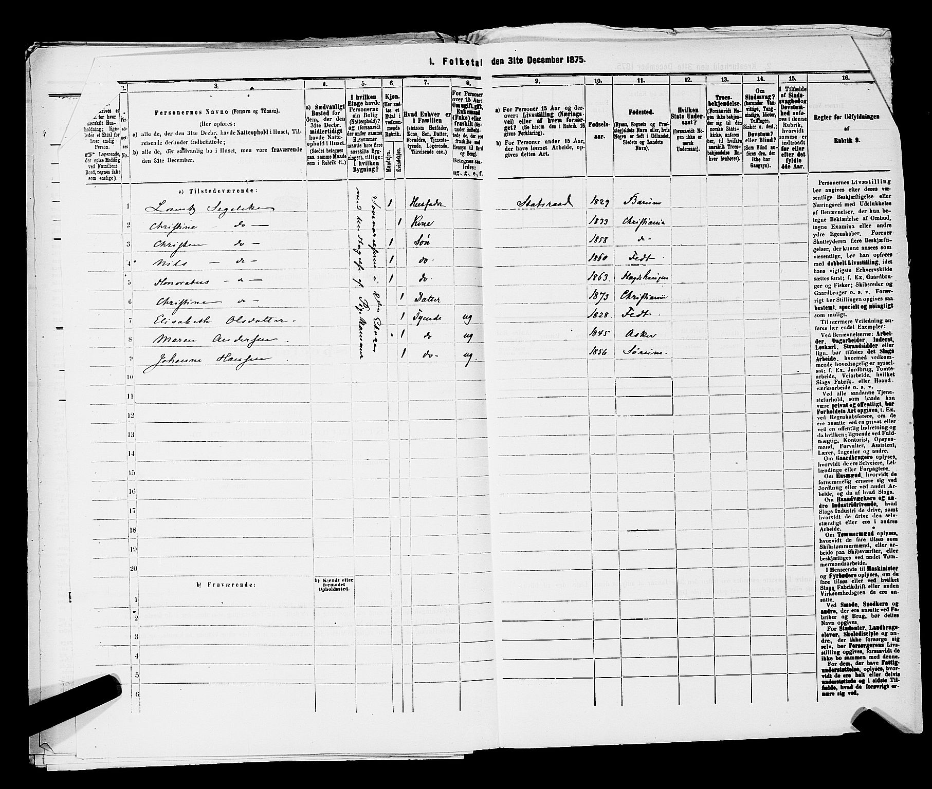 RA, 1875 census for 0301 Kristiania, 1875, p. 3940