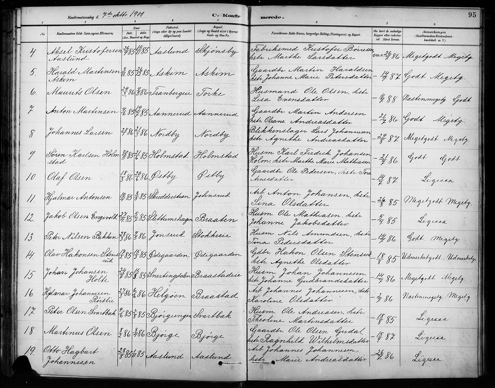 Vardal prestekontor, SAH/PREST-100/H/Ha/Hab/L0010: Parish register (copy) no. 10, 1895-1903, p. 95