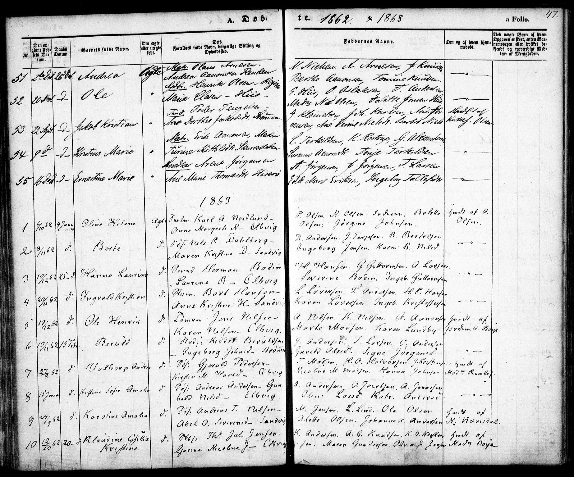 Hisøy sokneprestkontor, AV/SAK-1111-0020/F/Fa/L0001: Parish register (official) no. A 1, 1849-1871, p. 47