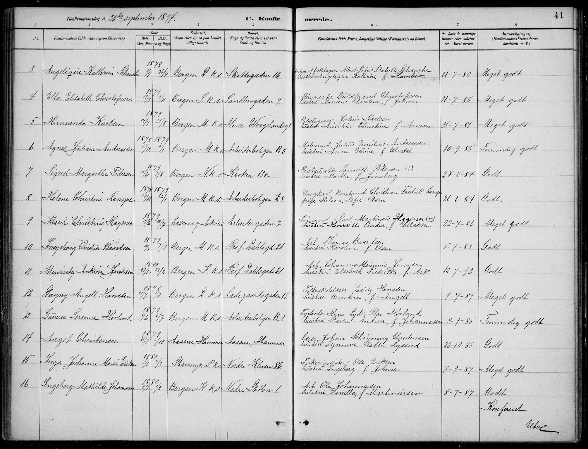 Mariakirken Sokneprestembete, AV/SAB-A-76901/H/Hab/L0008: Parish register (copy) no. A 8, 1889-1908, p. 41