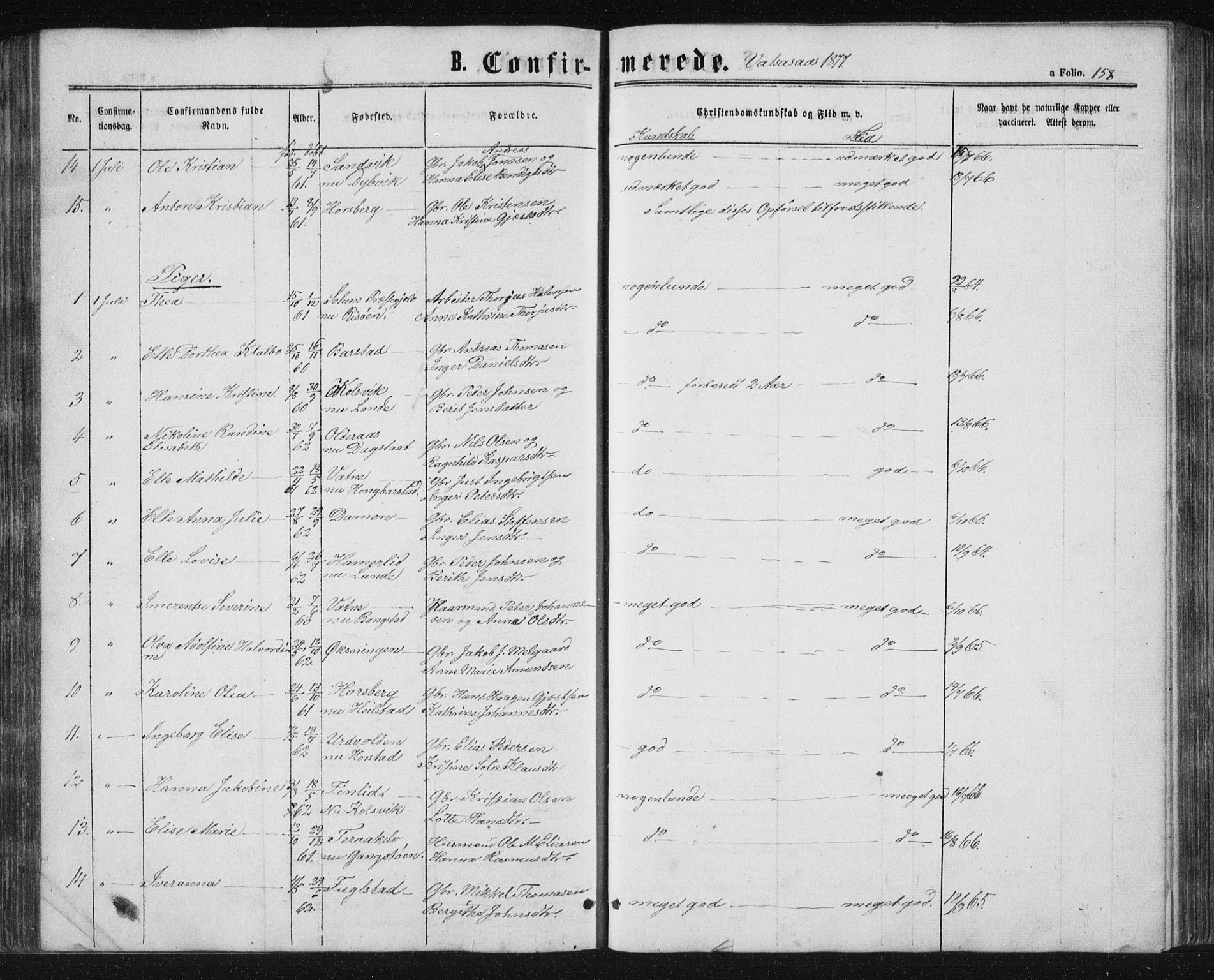 Ministerialprotokoller, klokkerbøker og fødselsregistre - Nordland, AV/SAT-A-1459/810/L0158: Parish register (copy) no. 810C02 /1, 1863-1883, p. 158