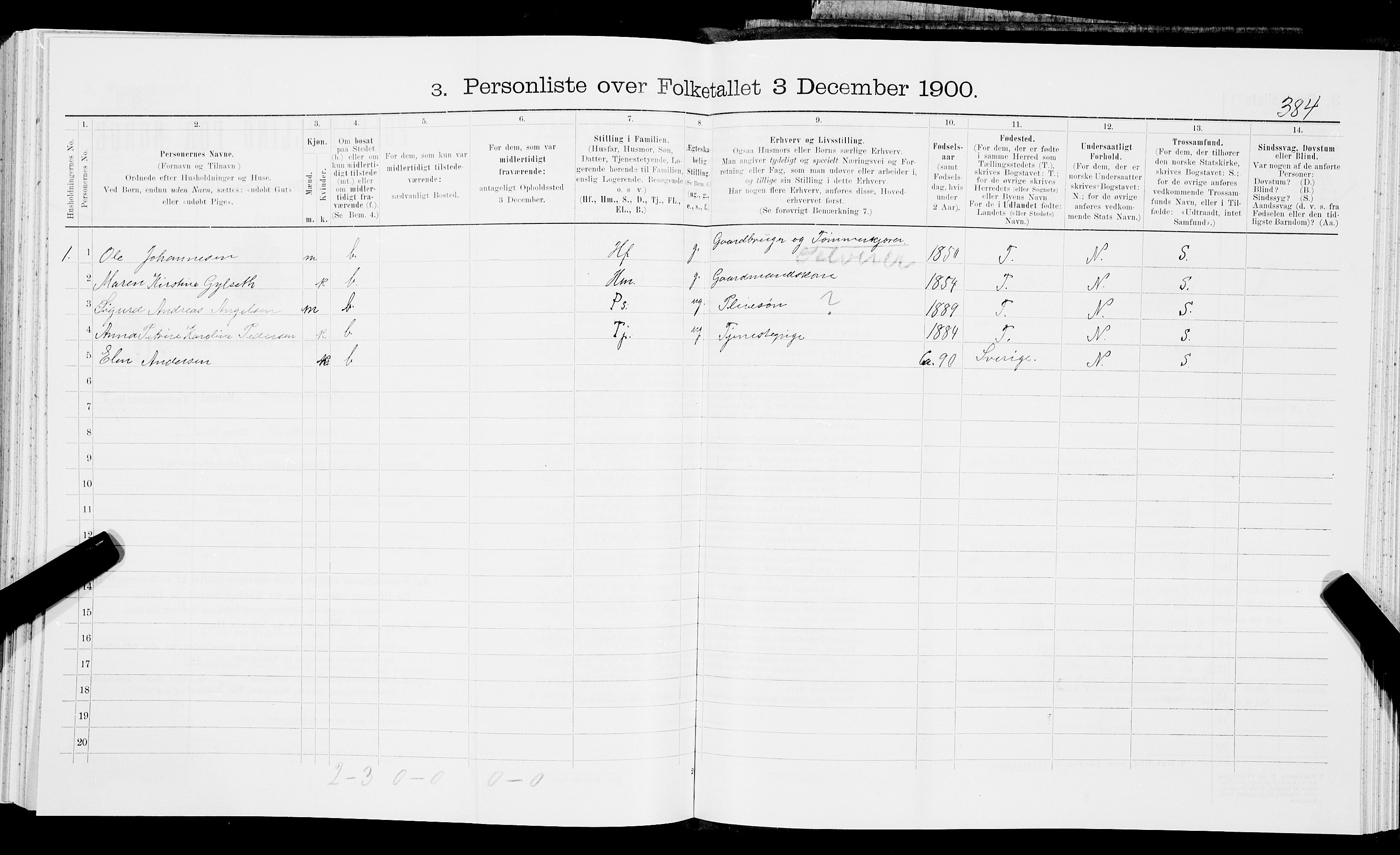 SAT, 1900 census for Hamarøy, 1900, p. 875