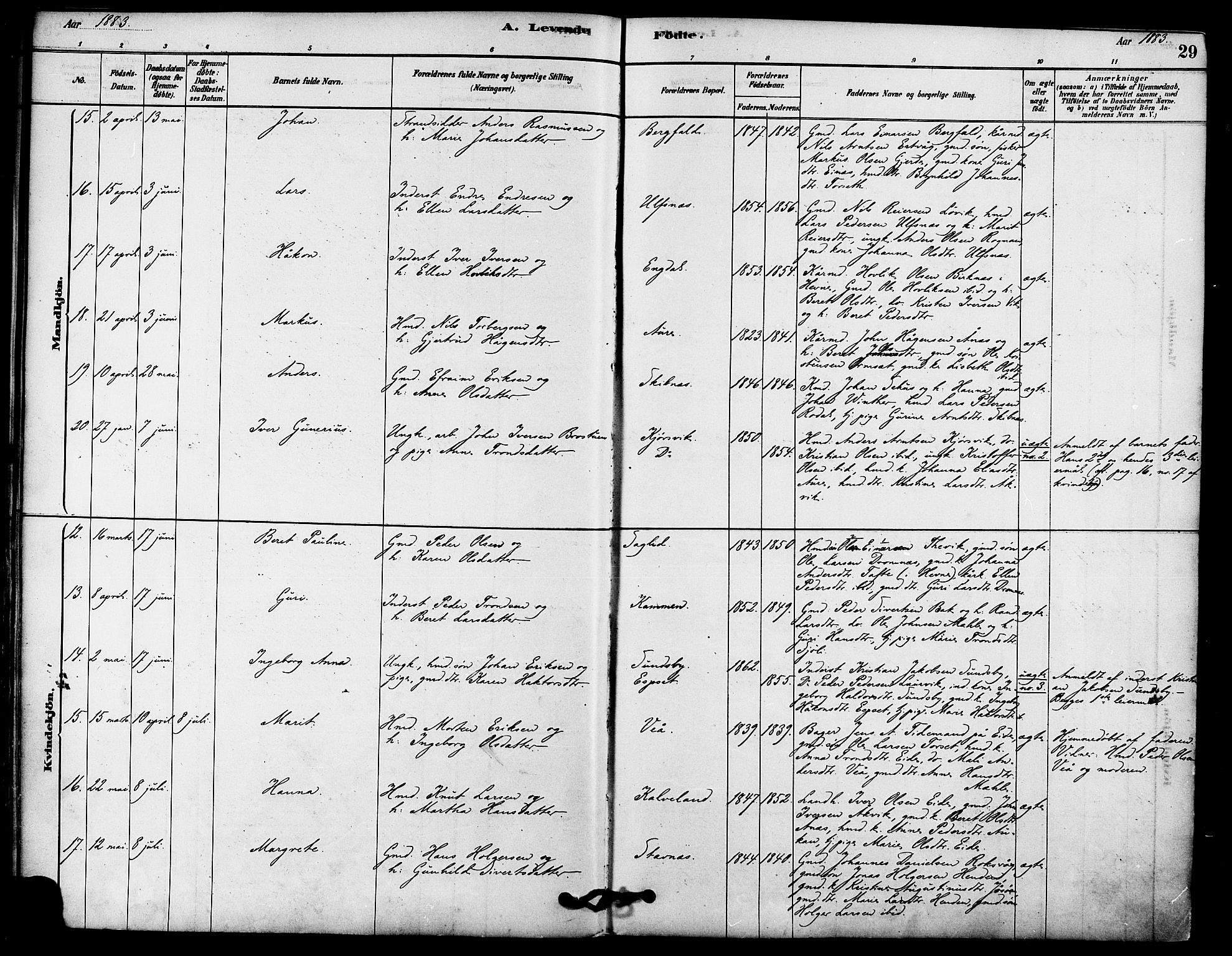 Ministerialprotokoller, klokkerbøker og fødselsregistre - Møre og Romsdal, AV/SAT-A-1454/578/L0906: Parish register (official) no. 578A05, 1878-1886, p. 29