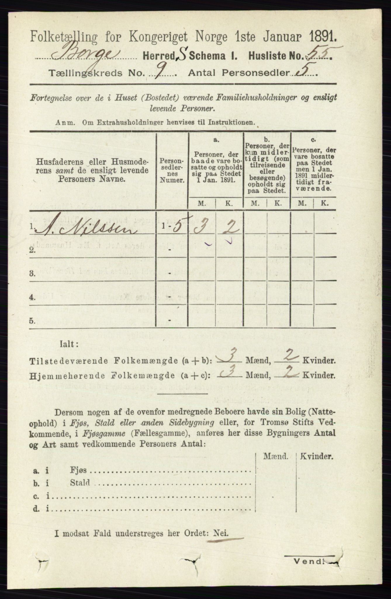 RA, 1891 census for 0113 Borge, 1891, p. 5751