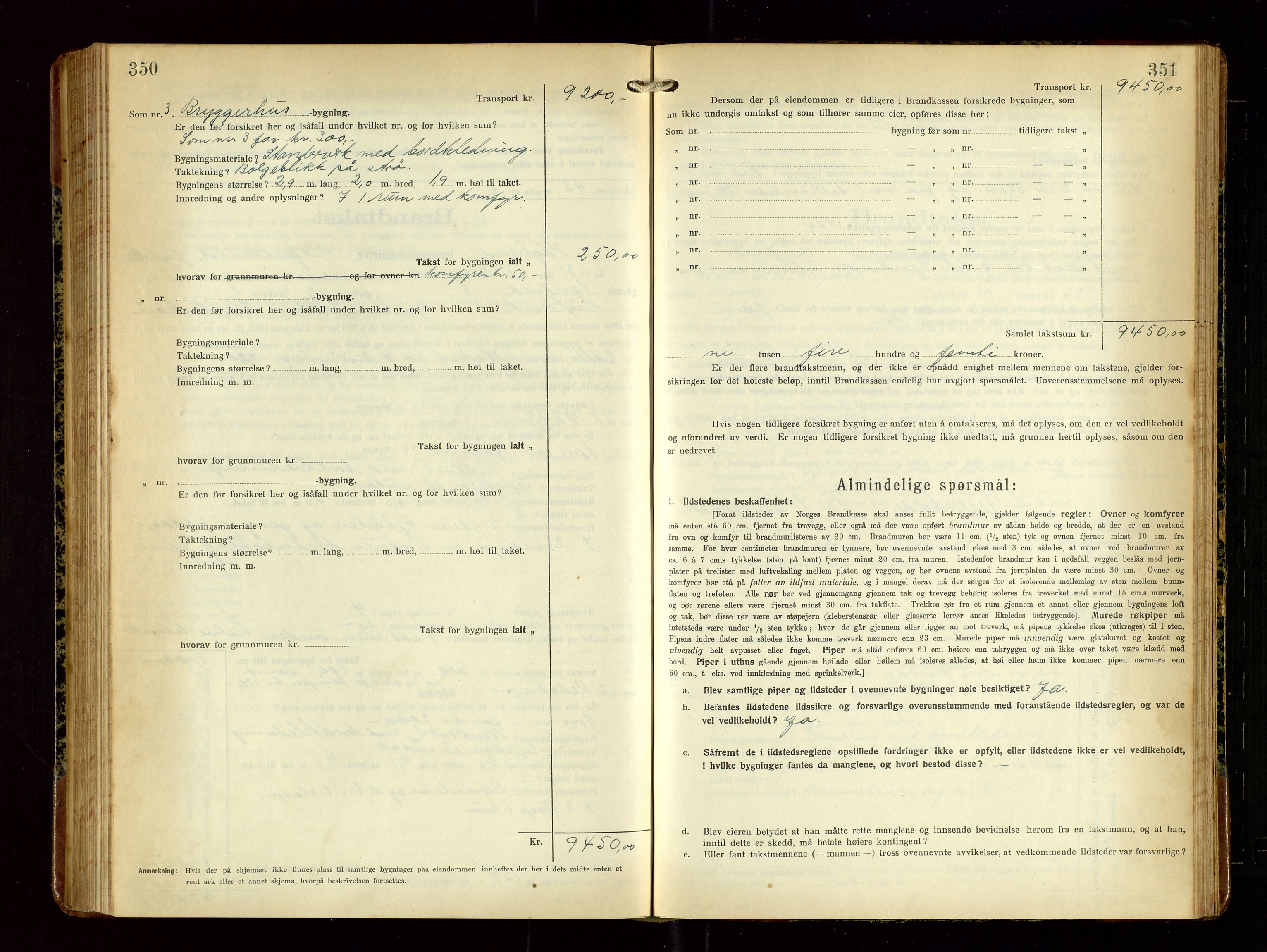 Høyland/Sandnes lensmannskontor, AV/SAST-A-100166/Gob/L0004: "Brandtakstprotokol", 1924-1933, p. 350-351