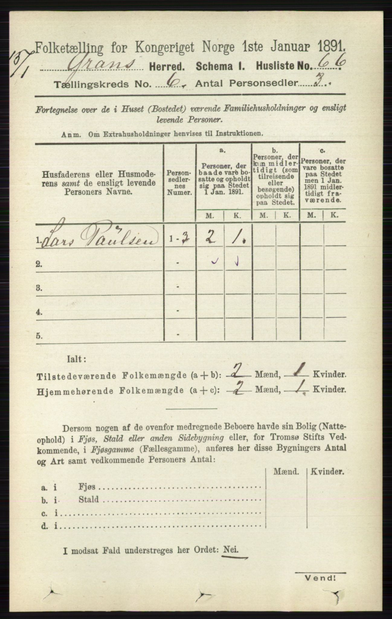 RA, 1891 census for 0534 Gran, 1891, p. 2220