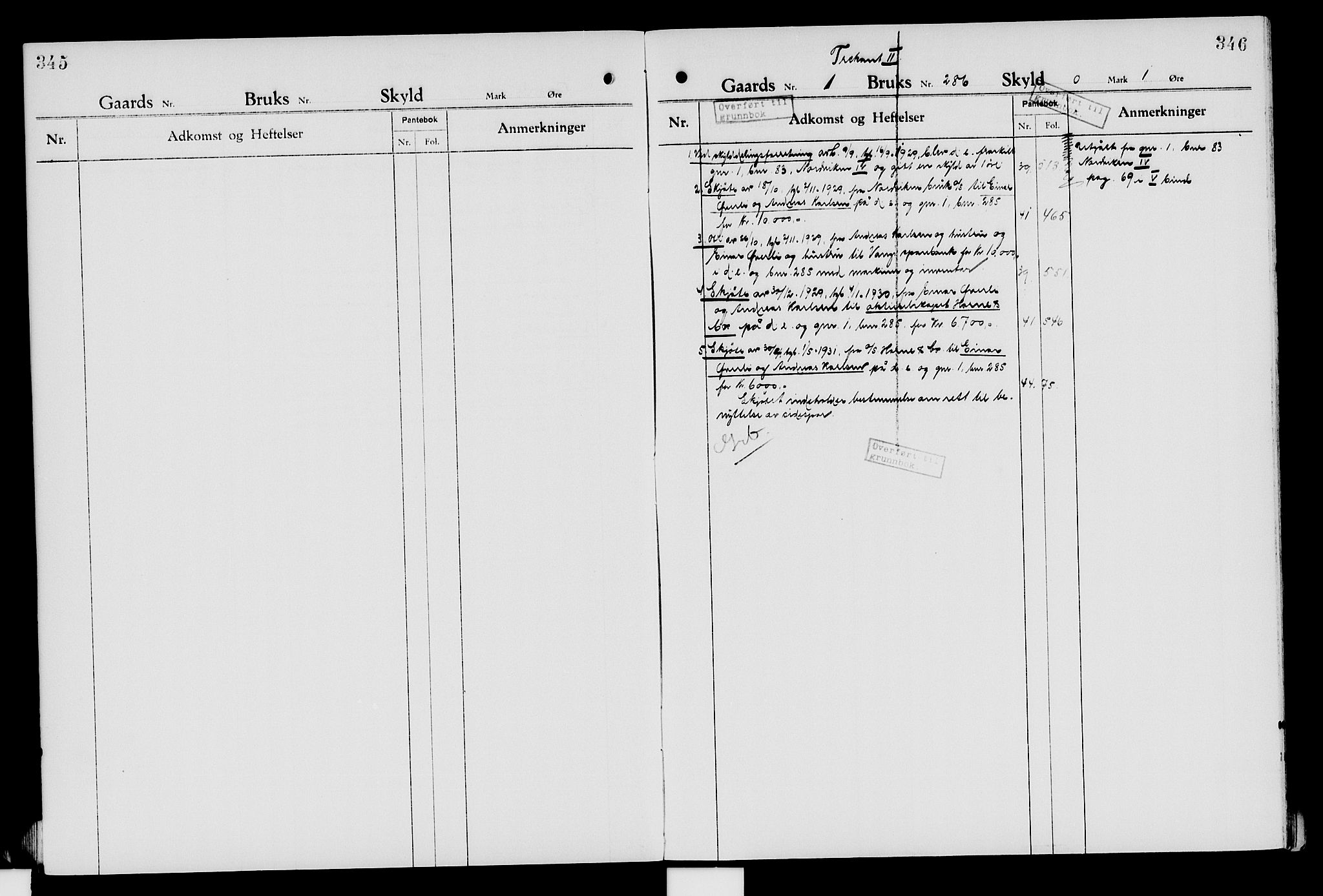 Nord-Hedmark sorenskriveri, SAH/TING-012/H/Ha/Had/Hade/L0007: Mortgage register no. 4.7, 1924-1940, p. 345-346