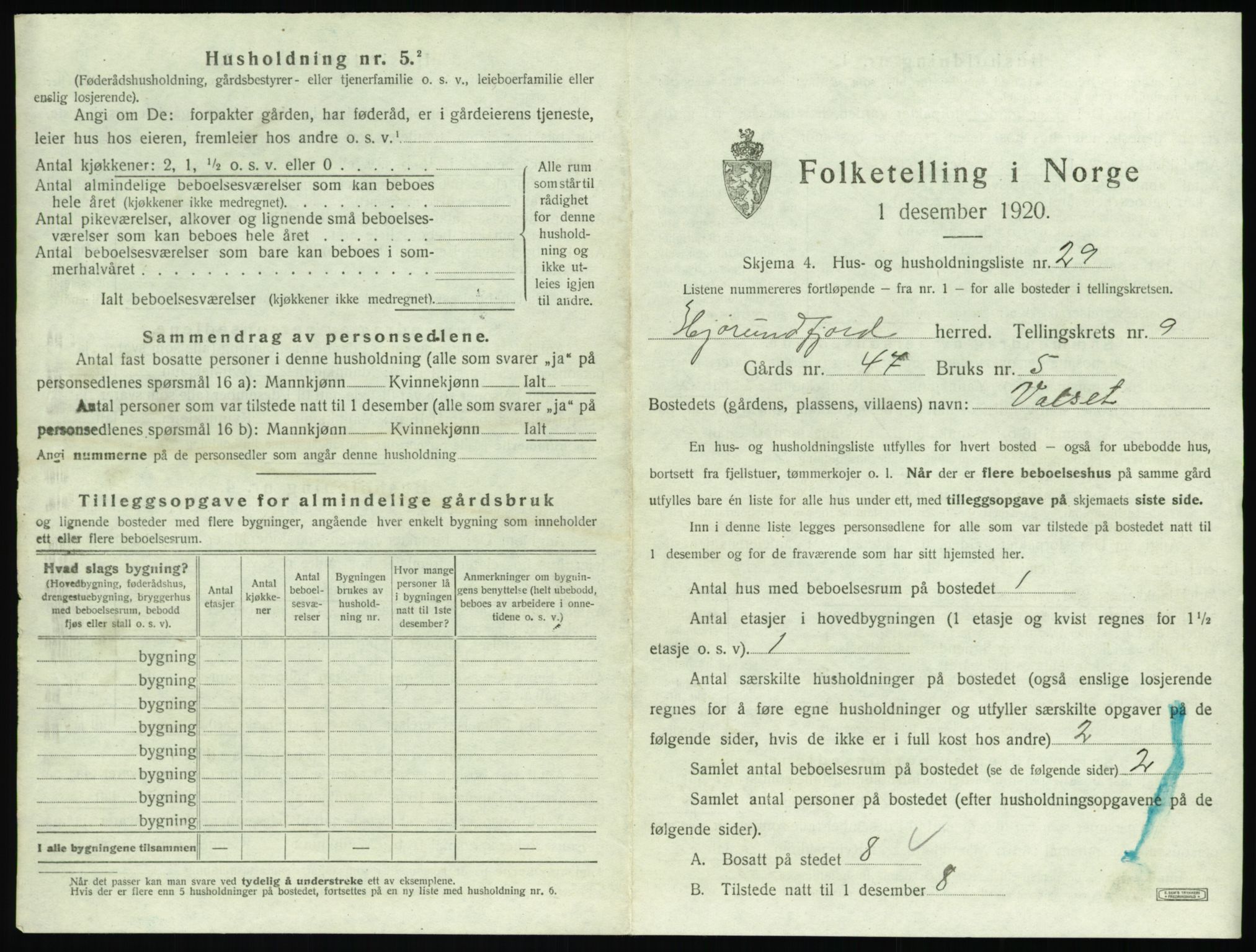 SAT, 1920 census for Hjørundfjord, 1920, p. 479