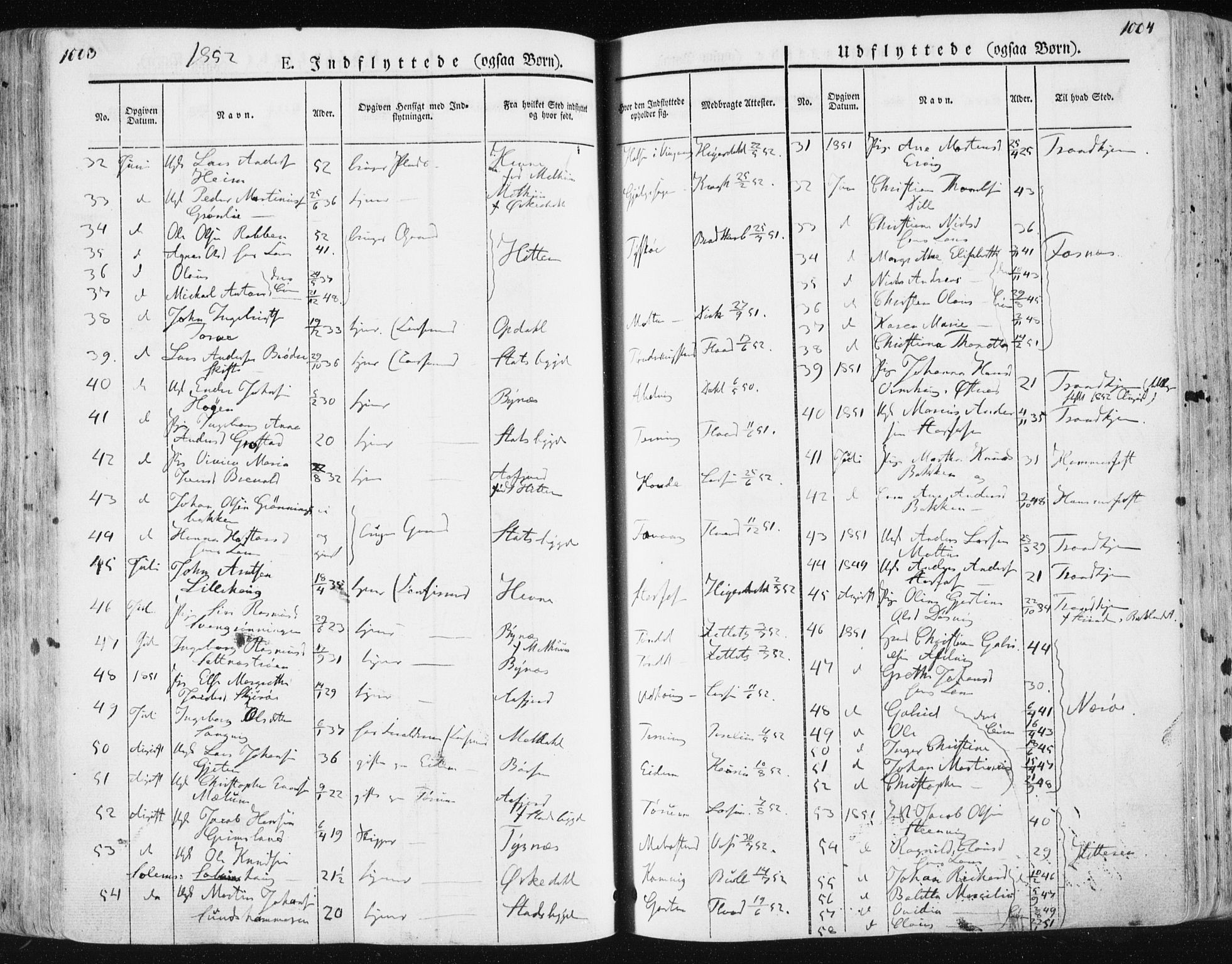 Ministerialprotokoller, klokkerbøker og fødselsregistre - Sør-Trøndelag, SAT/A-1456/659/L0736: Parish register (official) no. 659A06, 1842-1856, p. 1003-1004
