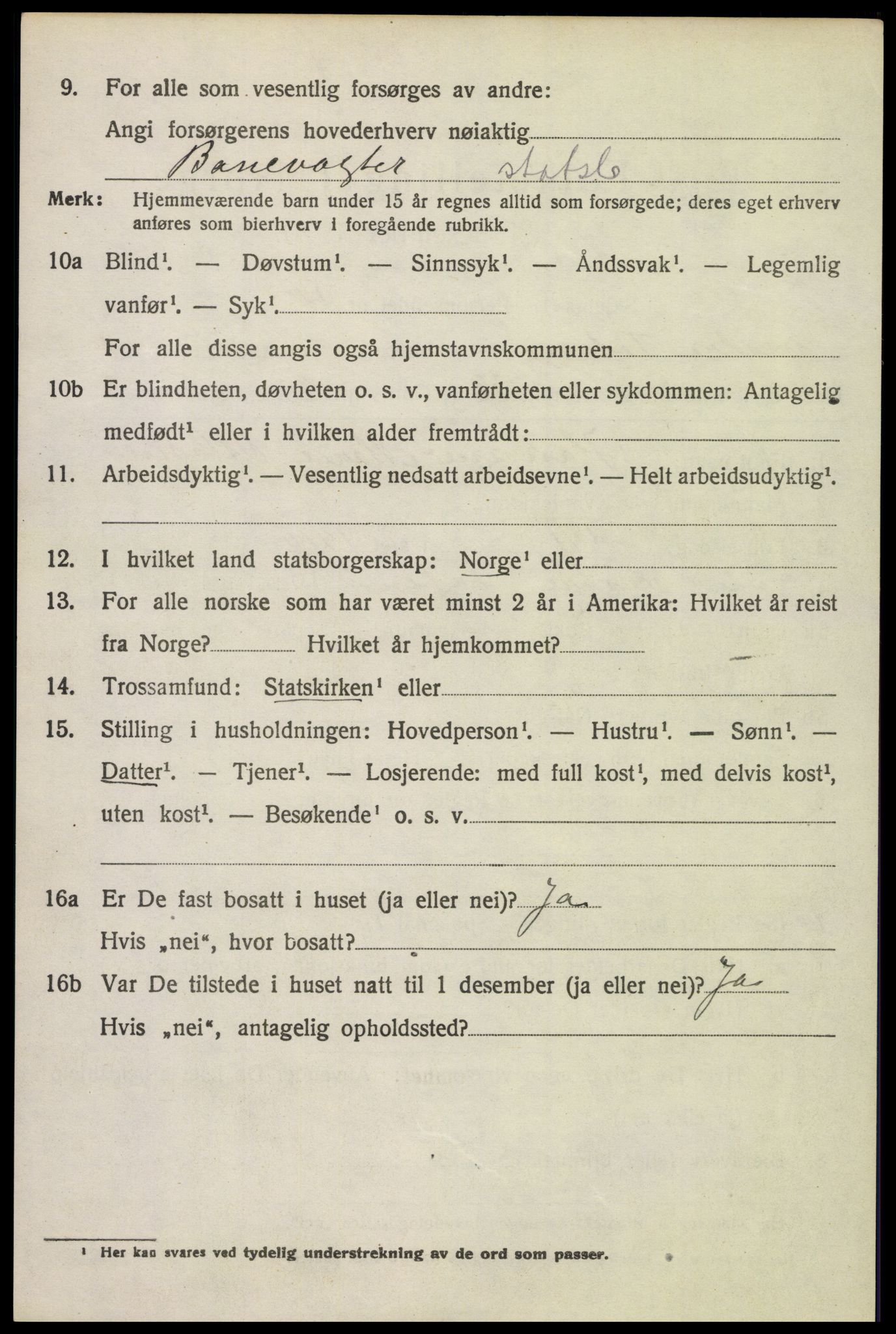 SAH, 1920 census for Vestre Toten, 1920, p. 2309