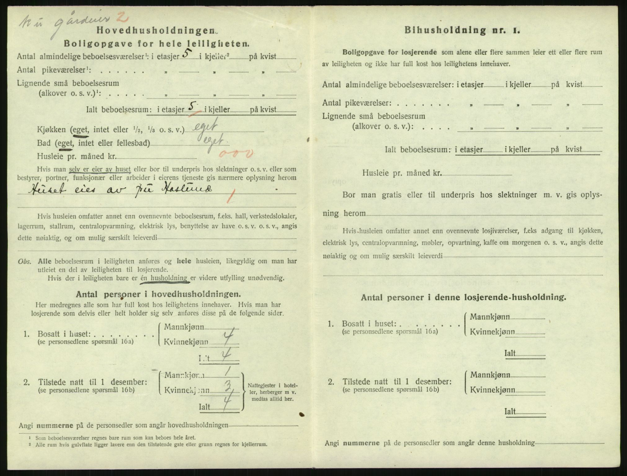 SAH, 1920 census for Lillehammer, 1920, p. 1501