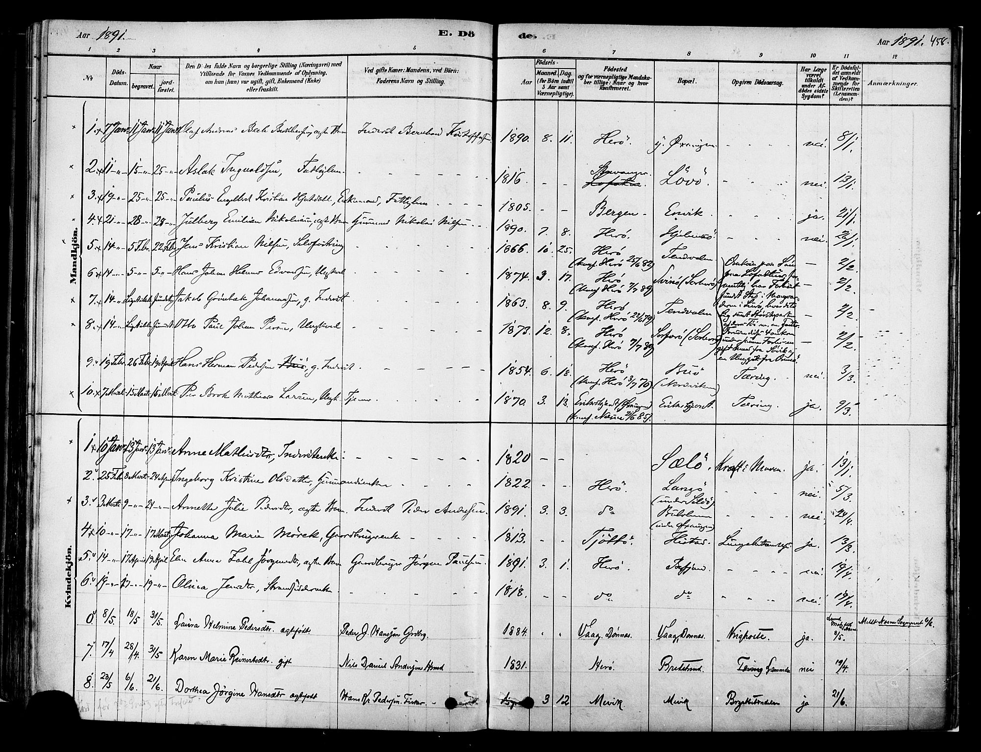 Ministerialprotokoller, klokkerbøker og fødselsregistre - Nordland, AV/SAT-A-1459/834/L0507: Parish register (official) no. 834A05, 1878-1892, p. 458